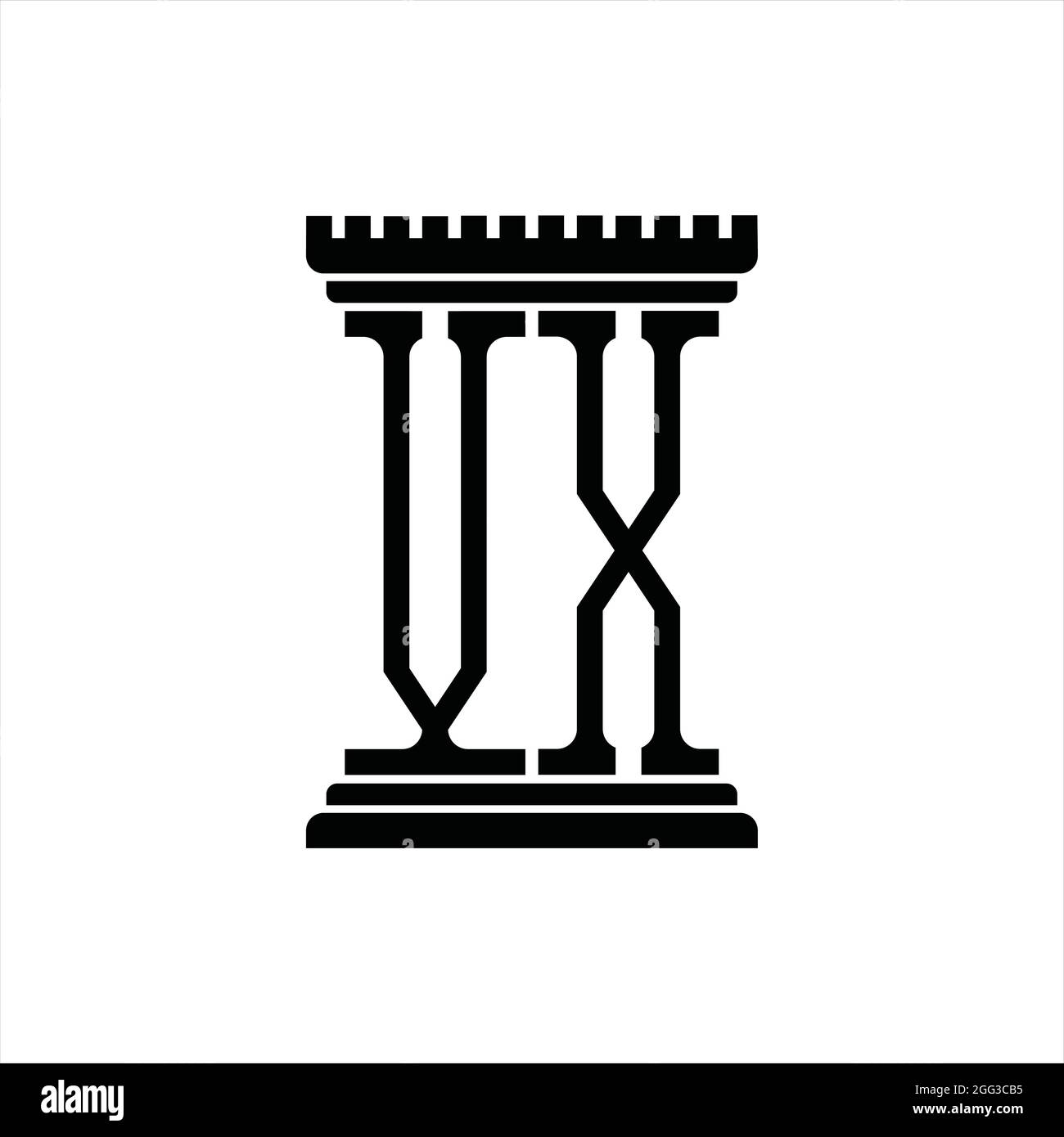 VX Logo monogram with pillar shape white background design template ...