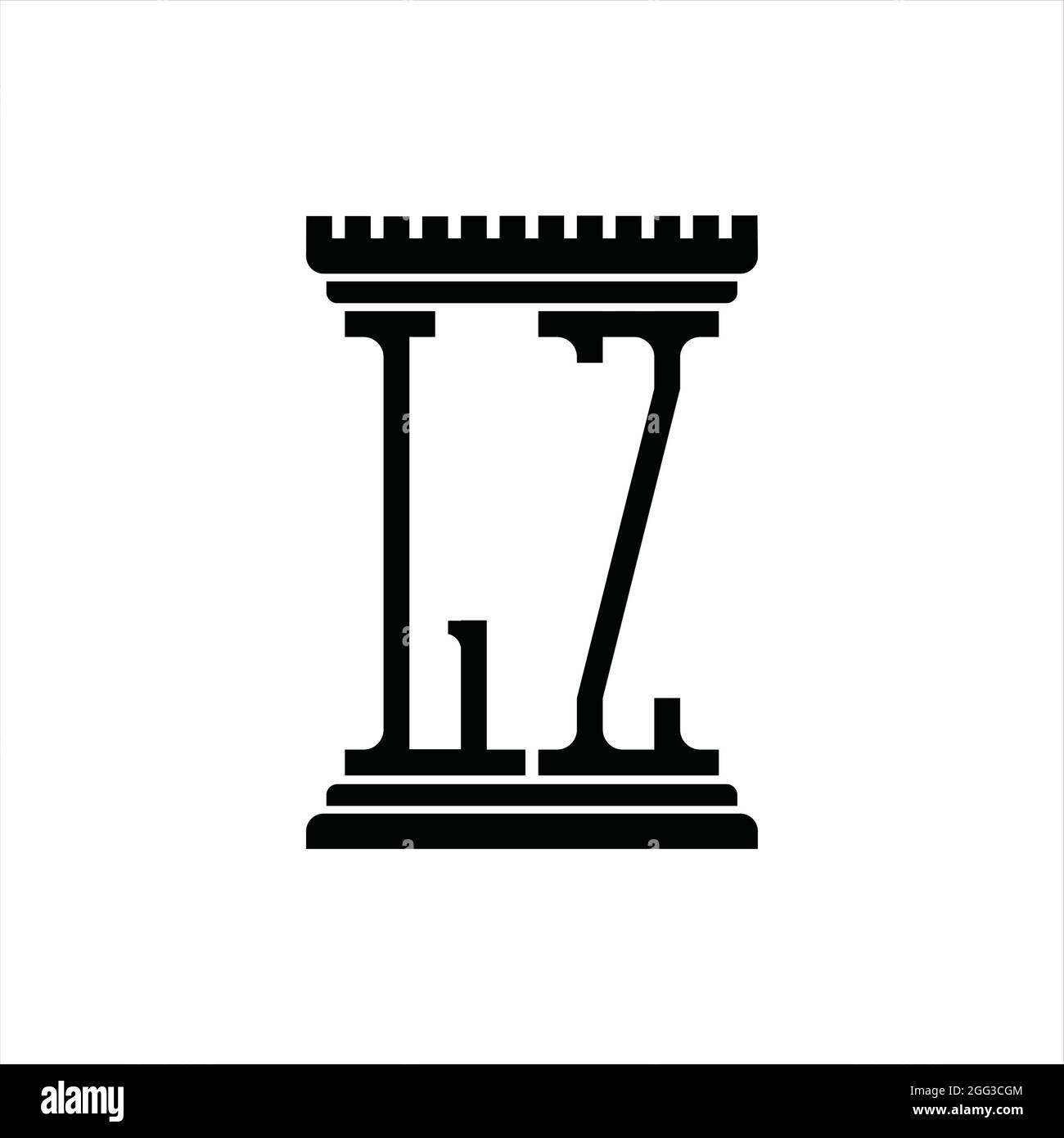 LZ Logo monogram with pillar shape white background design template ...