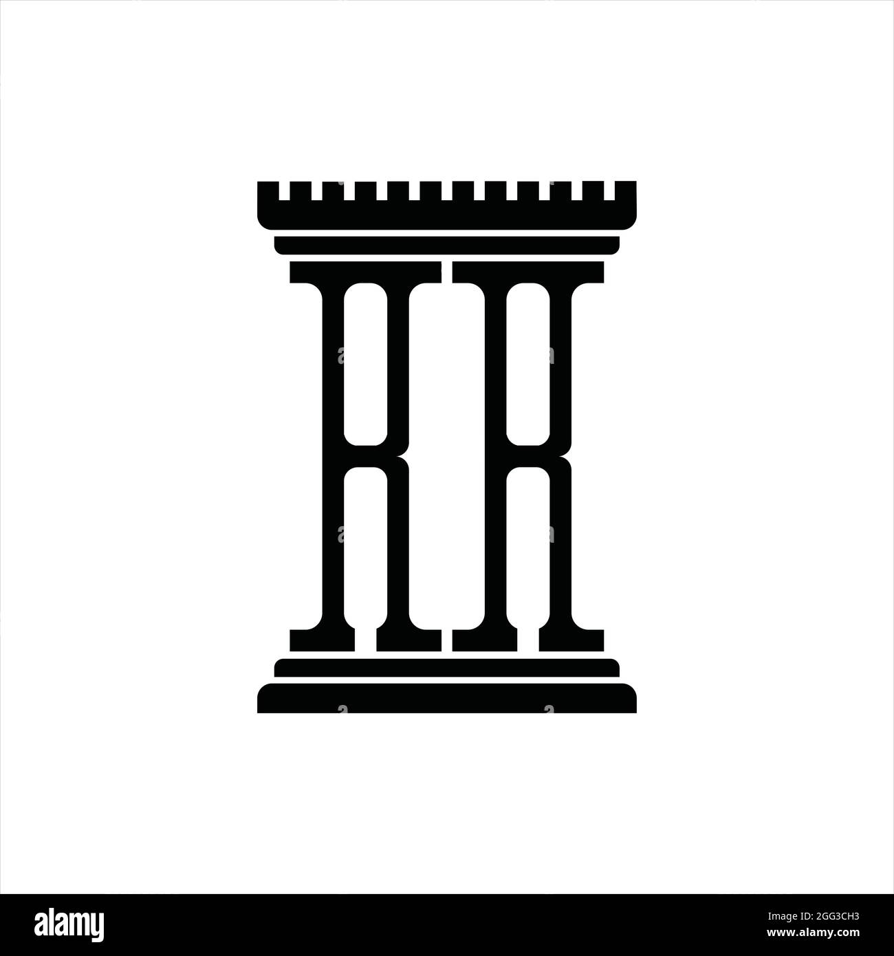 RR Logo monogram with pillar shape white background design template ...