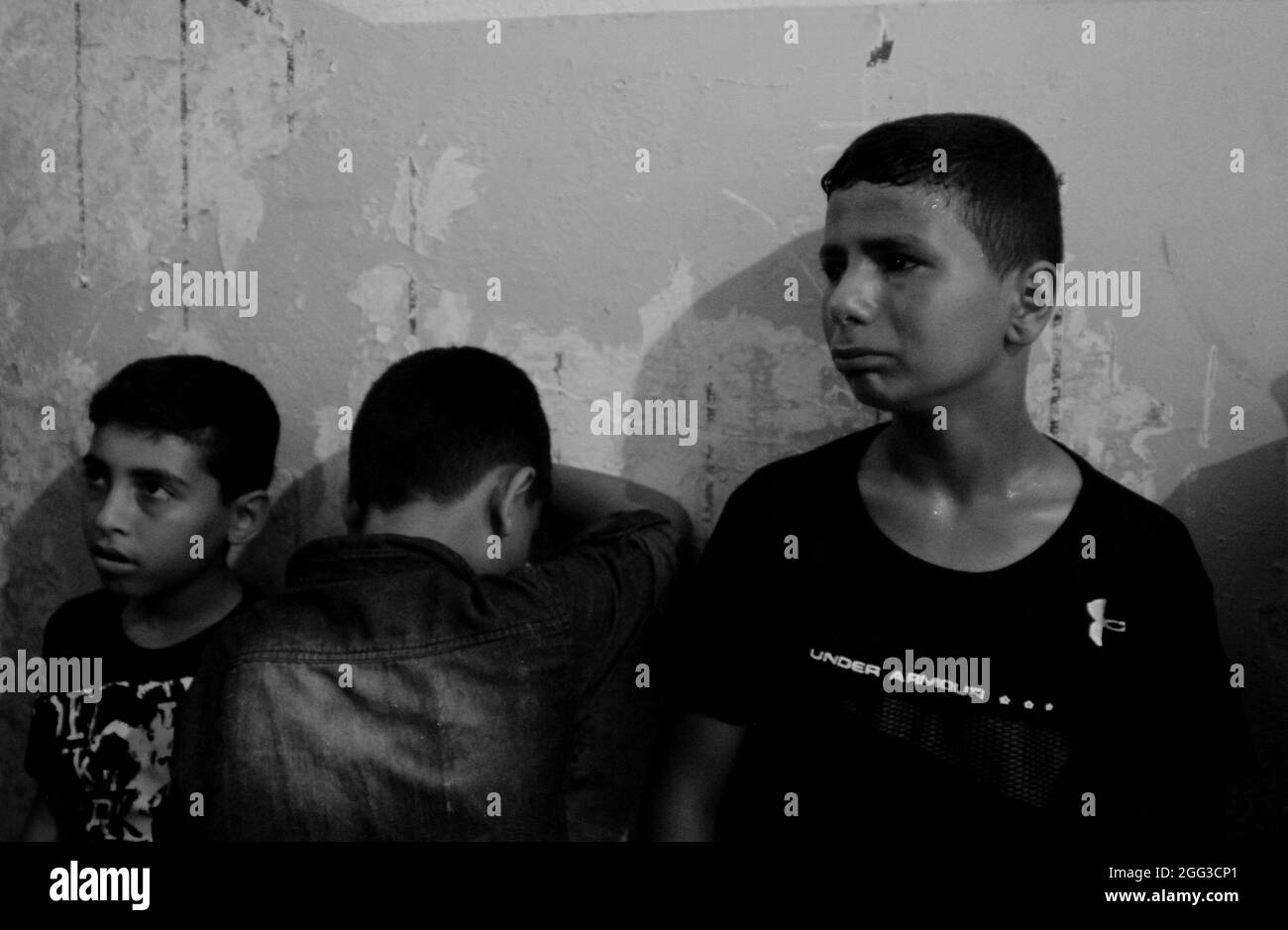 August 28, 2021, Gaza City, Gaza Strip, Palestine: Gaza, Palestine. 28 August 2021. A large distraught crowd bid farewell to Omar Hasan Abu al-Nil, 12, during his funeral ceremony. Omar died early on Saturday from his wounds caused by Israeli gunfire during a demonstration in the Al-Malika refugee camp on August 20 marking the 52nd anniversary of an arson attack on Al-Aqsa mosque in Jerusalem. The child was hit in the head and died despite undergoing emergency surgery to save his life (Credit Image: © Ahmad Hasaballah/IMAGESLIVE via ZUMA Press Wire) Stock Photo