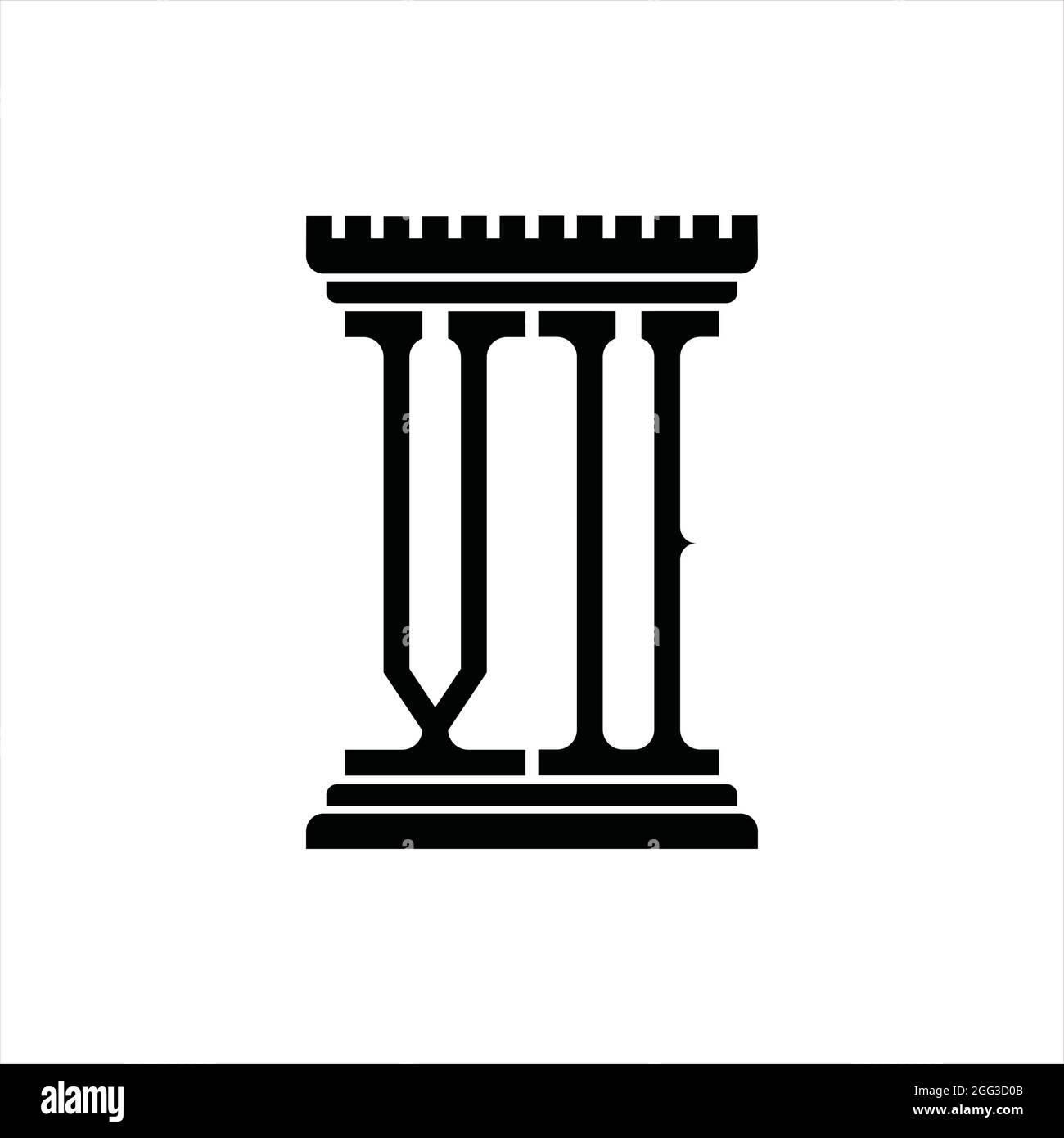 VU Logo monogram with pillar shape white background design template ...
