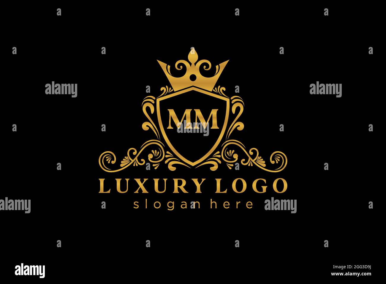 Monogram Mm Luxury Crown Logo, Creative Feminine Mm m m Logo
