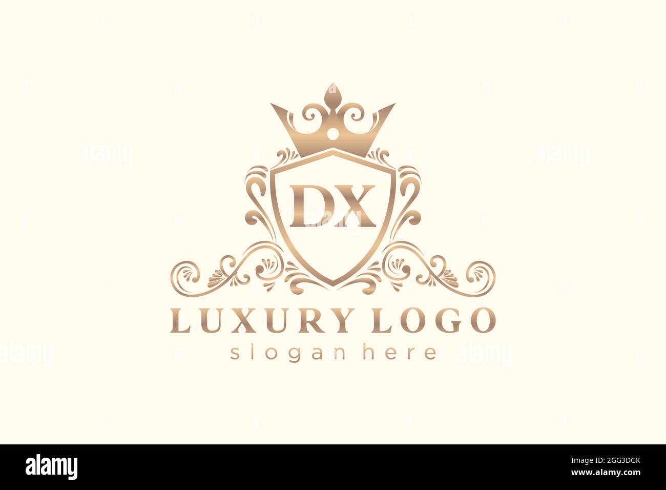 DX Letter Royal Luxury Logo template in vector art for Restaurant, Royalty, Boutique, Cafe, Hotel, Heraldic, Jewelry, Fashion and other vector illustr Stock Vector