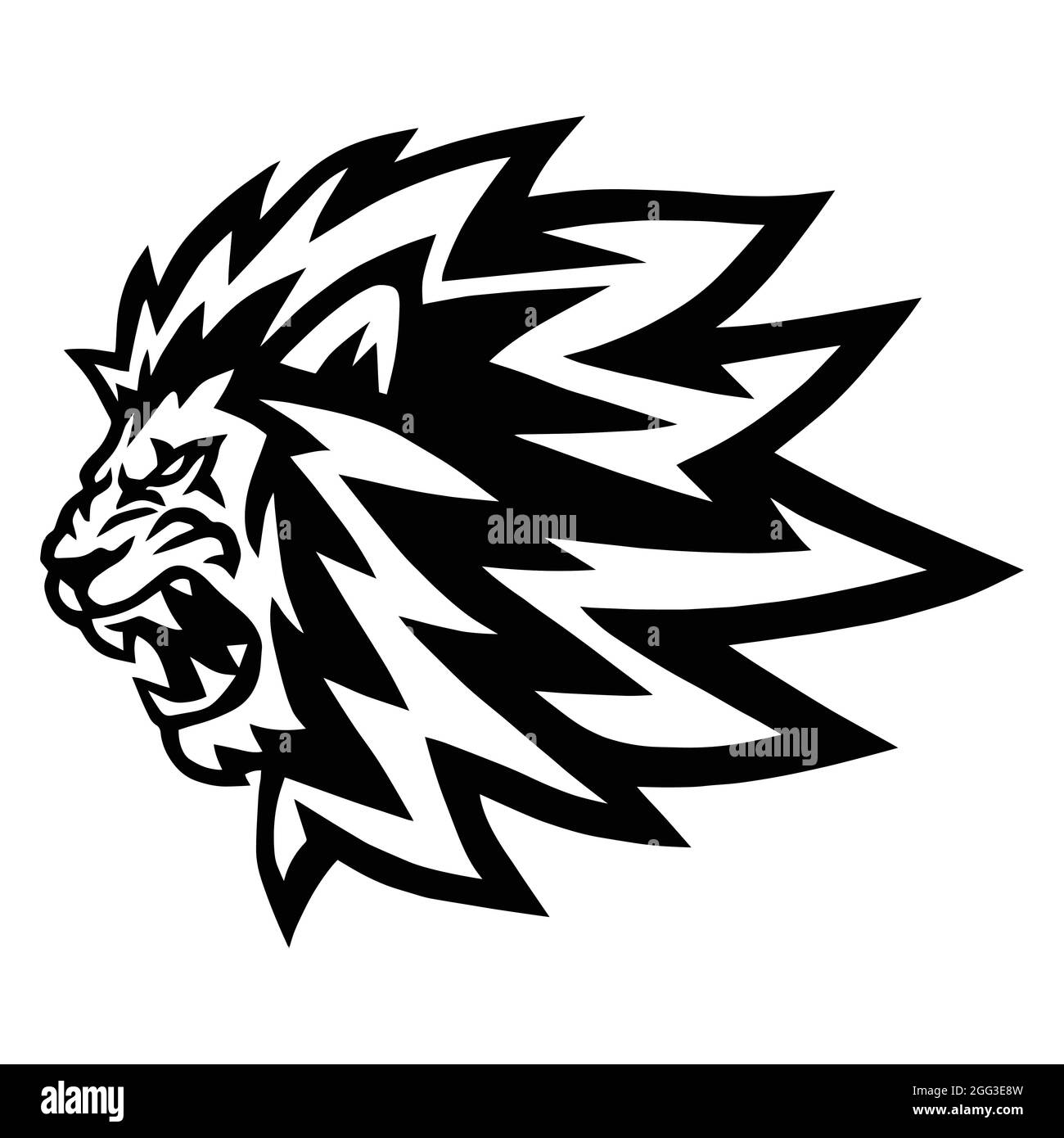 Angry Lion Head Roaring Logo Mascot Vector Icon Stock Vector