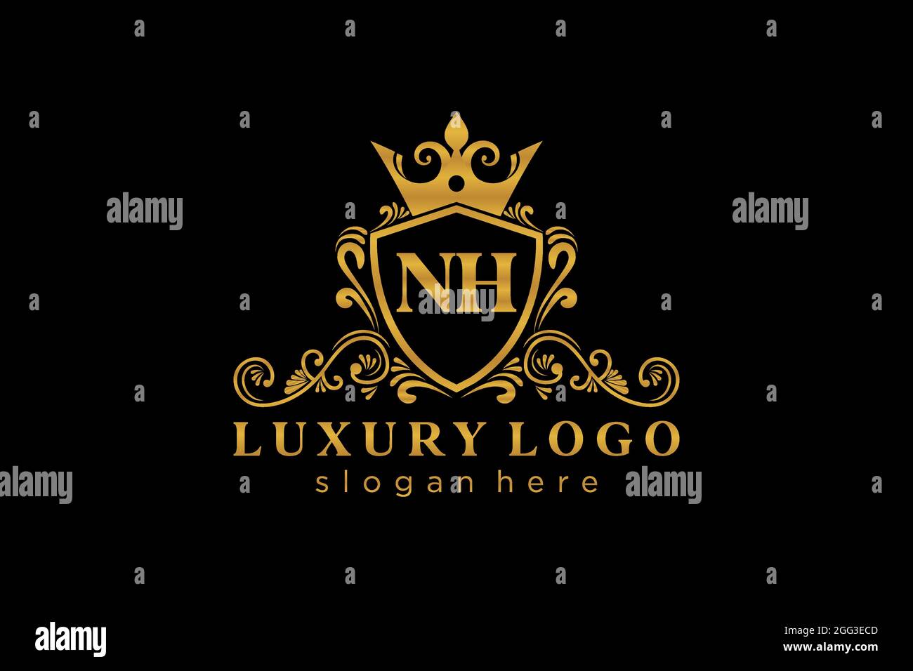 NH Letter Royal Luxury Logo template in vector art for Restaurant ...