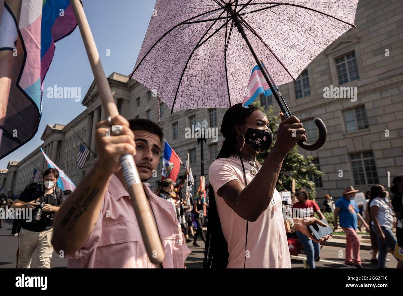 Washington, United States. 28th Aug, 2021. Supporters of the 'March on Washington' march to the National Mall on the 58th anniversary of the Rev. Martin Luther King Jr.'s 'I Have a Dream' speech, in Washington, DC on Saturday, August 28, 2021. Voting rights advocates are demanding federal legislation to protect and expand access to the ballot. Photo by Ken Cedeno/UPI Credit: UPI/Alamy Live News Stock Photo