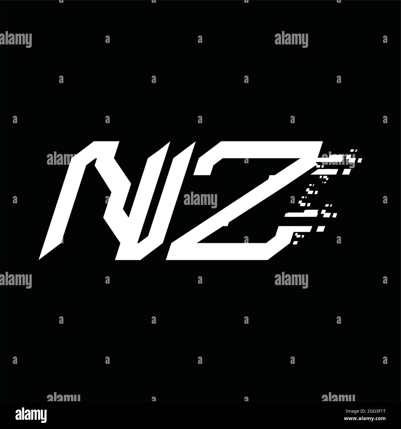 NZ Logo monogram abstract speed technology blackground design template ...