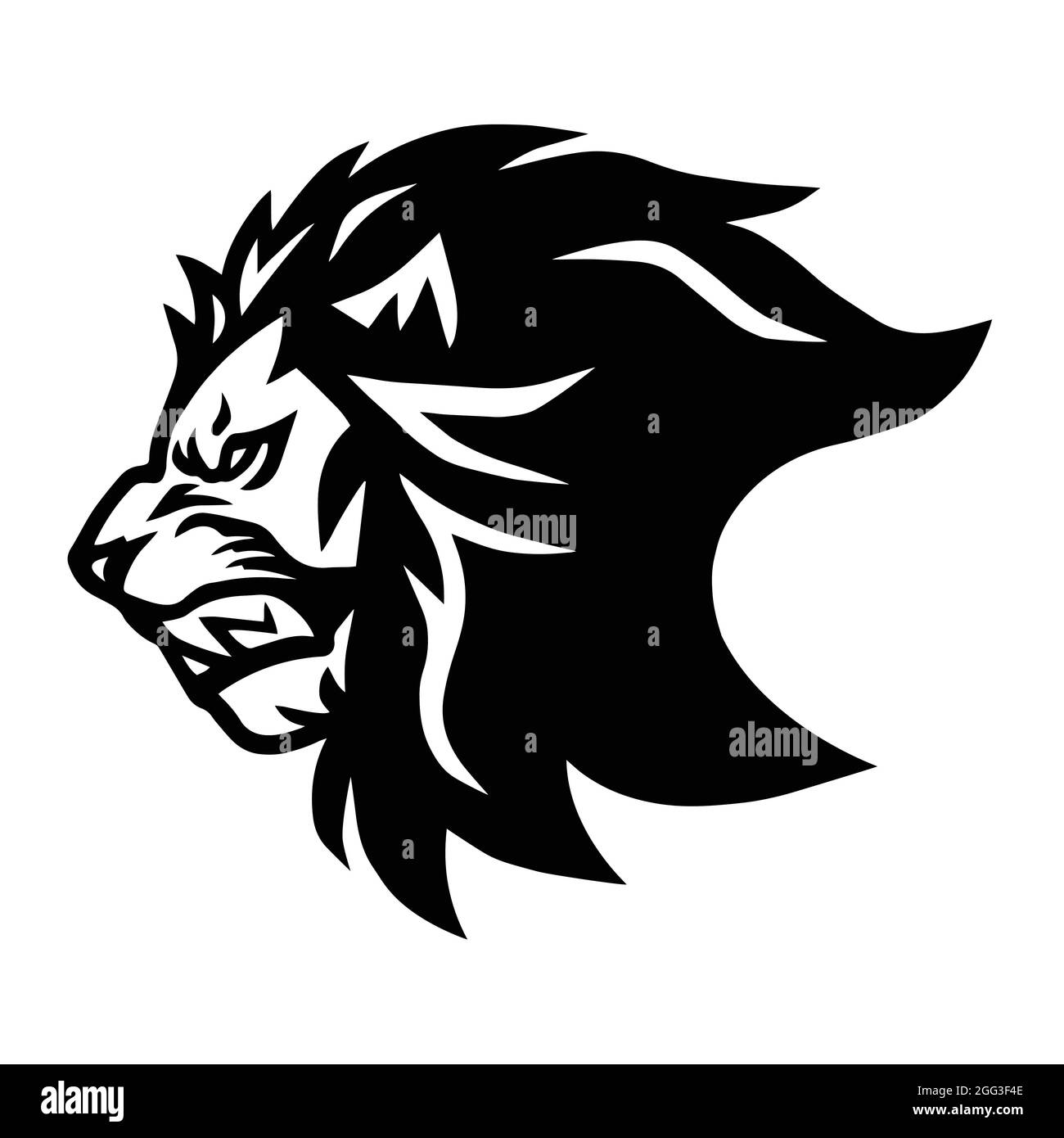 Angry Lion Snarling Roaring Vector Logo Design Template Stock Vector