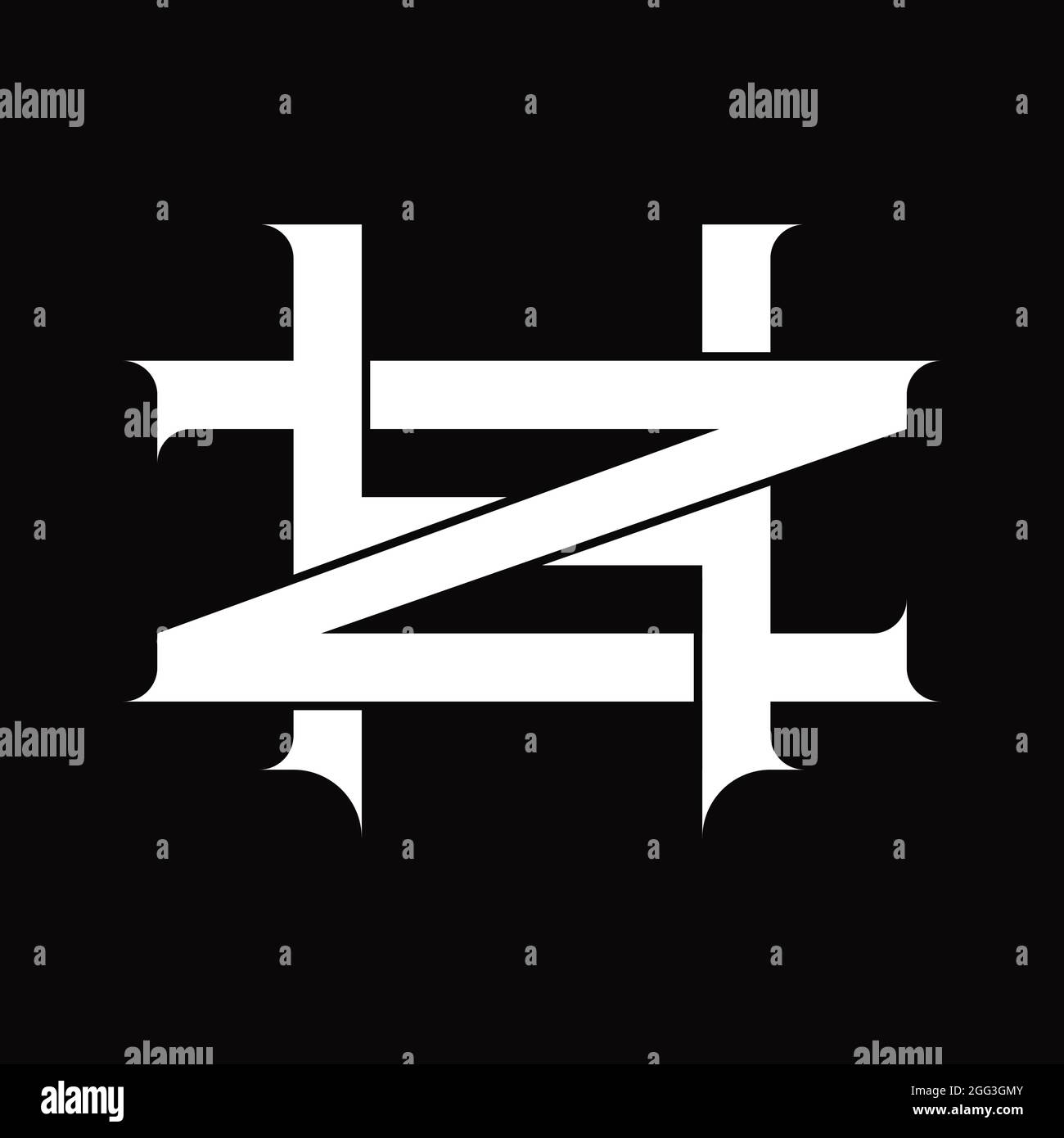 ZH Logo monogram with vintage overlapping linked style on white design ...