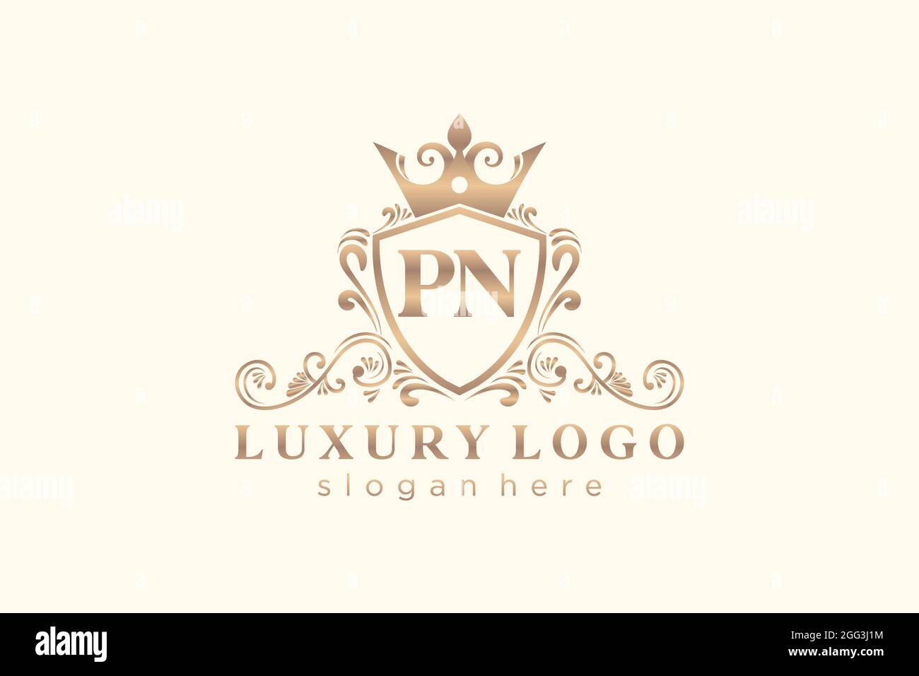 PN Letter Royal Luxury Logo template in vector art for Restaurant, Royalty, Boutique, Cafe, Hotel, Heraldic, Jewelry, Fashion and other vector illustr Stock Vector