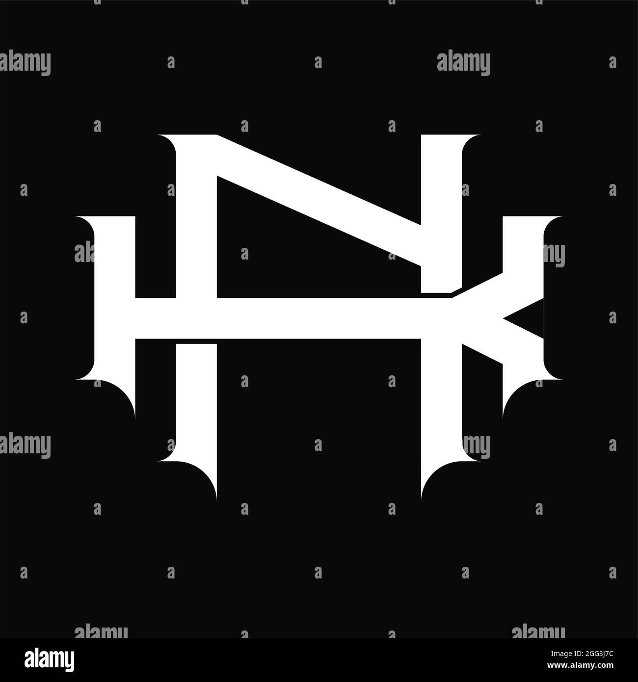 KN Logo monogram with slice shape blackground design template Stock ...