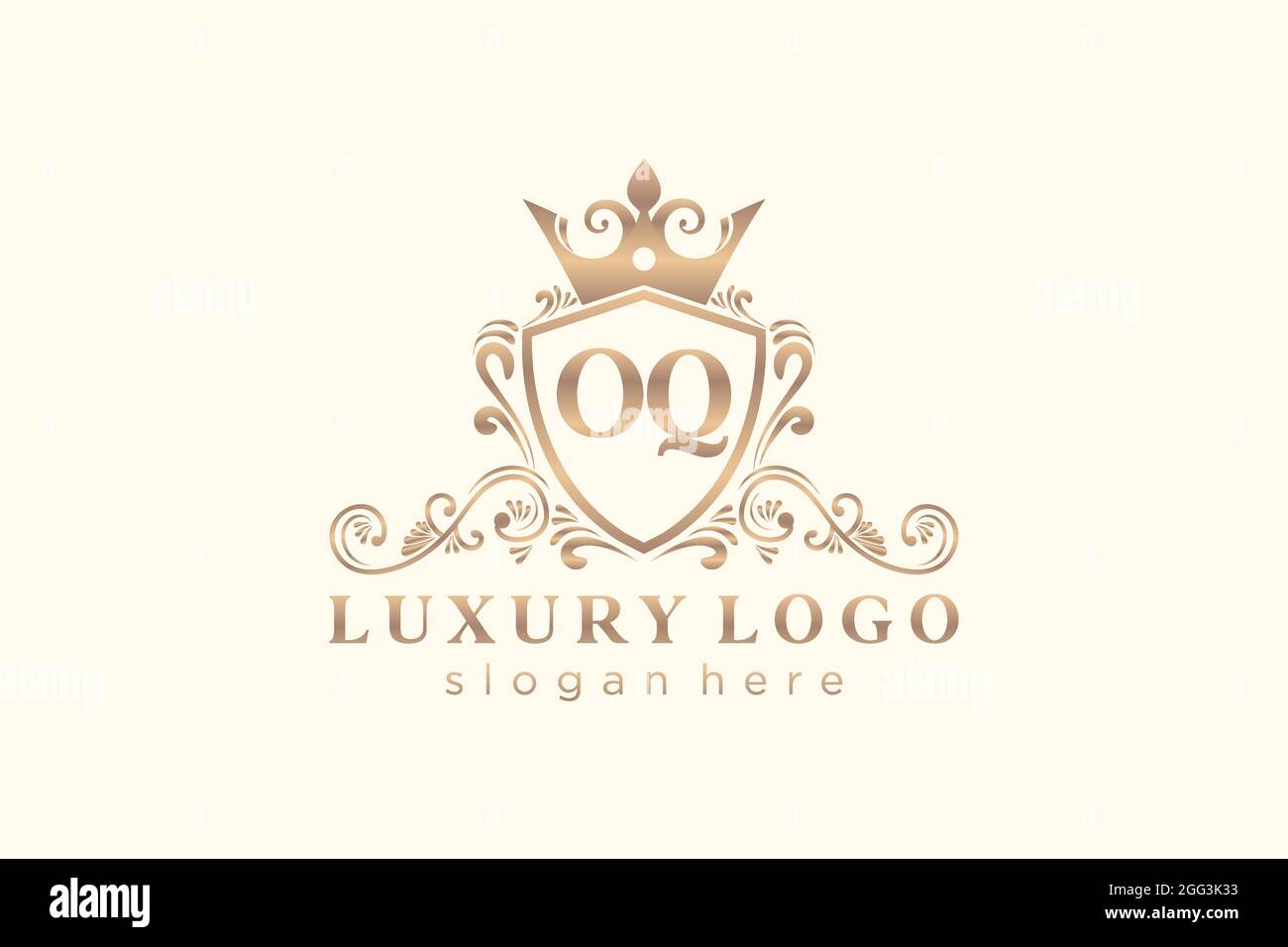 OQ Letter Royal Luxury Logo template in vector art for Restaurant, Royalty, Boutique, Cafe, Hotel, Heraldic, Jewelry, Fashion and other vector illustr Stock Vector