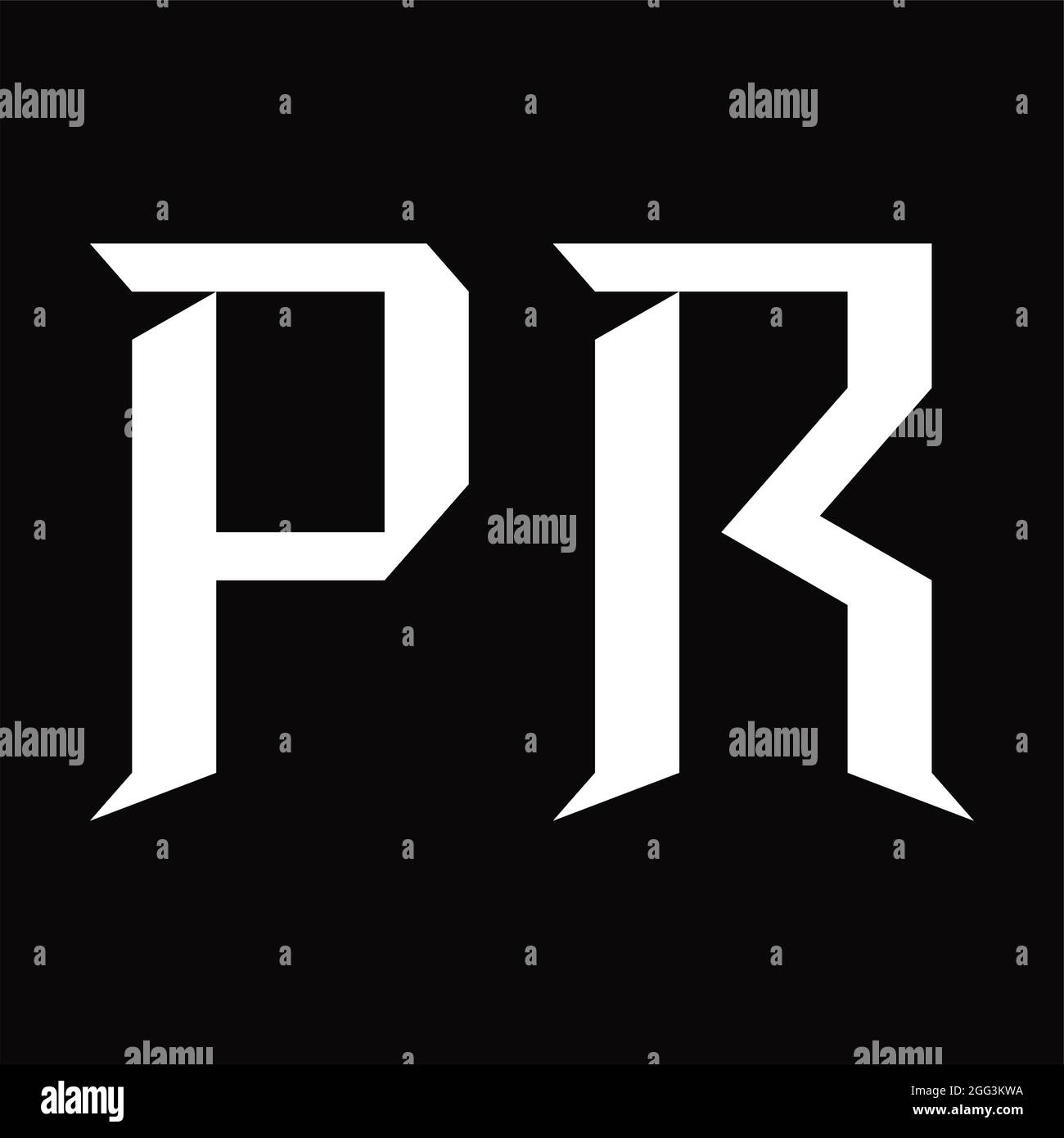 PR Logo monogram with slice shape blackground design template Stock Vector