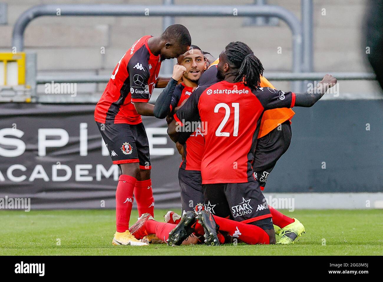 Seraing S Youssef Maziz Celebrates After Scoring During A Soccer Match Between Kas Eupen And Rfc Seraing Saturday 28 August 2021 In Eupen On Day 6 O Stock Photo Alamy