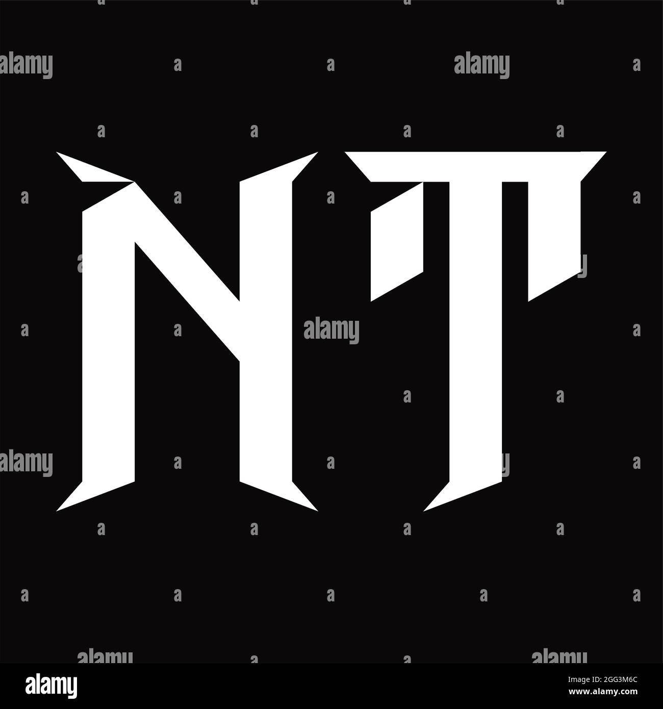 NT Logo monogram with slice shape blackground design template Stock Vector
