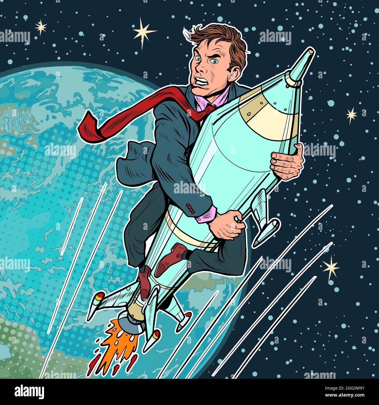 A businessman flies on a rocket, a startup Stock Vector Image & Art - Alamy