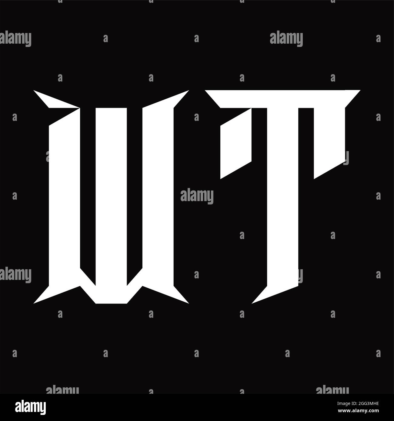 WT Logo monogram with slice shape blackground design template Stock Vector
