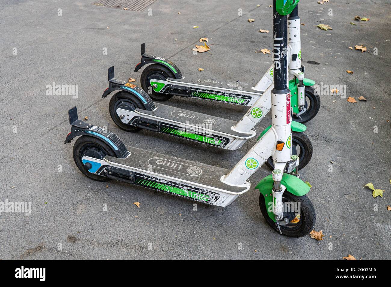 Lime Rental Electric scooters, Rome, Italy Stock Photo - Alamy