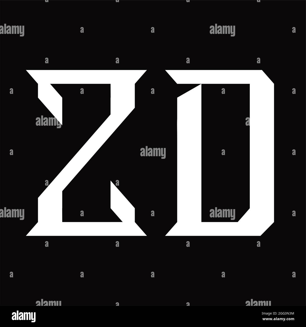 ZD Logo monogram with slice shape blackground design template Stock Vector