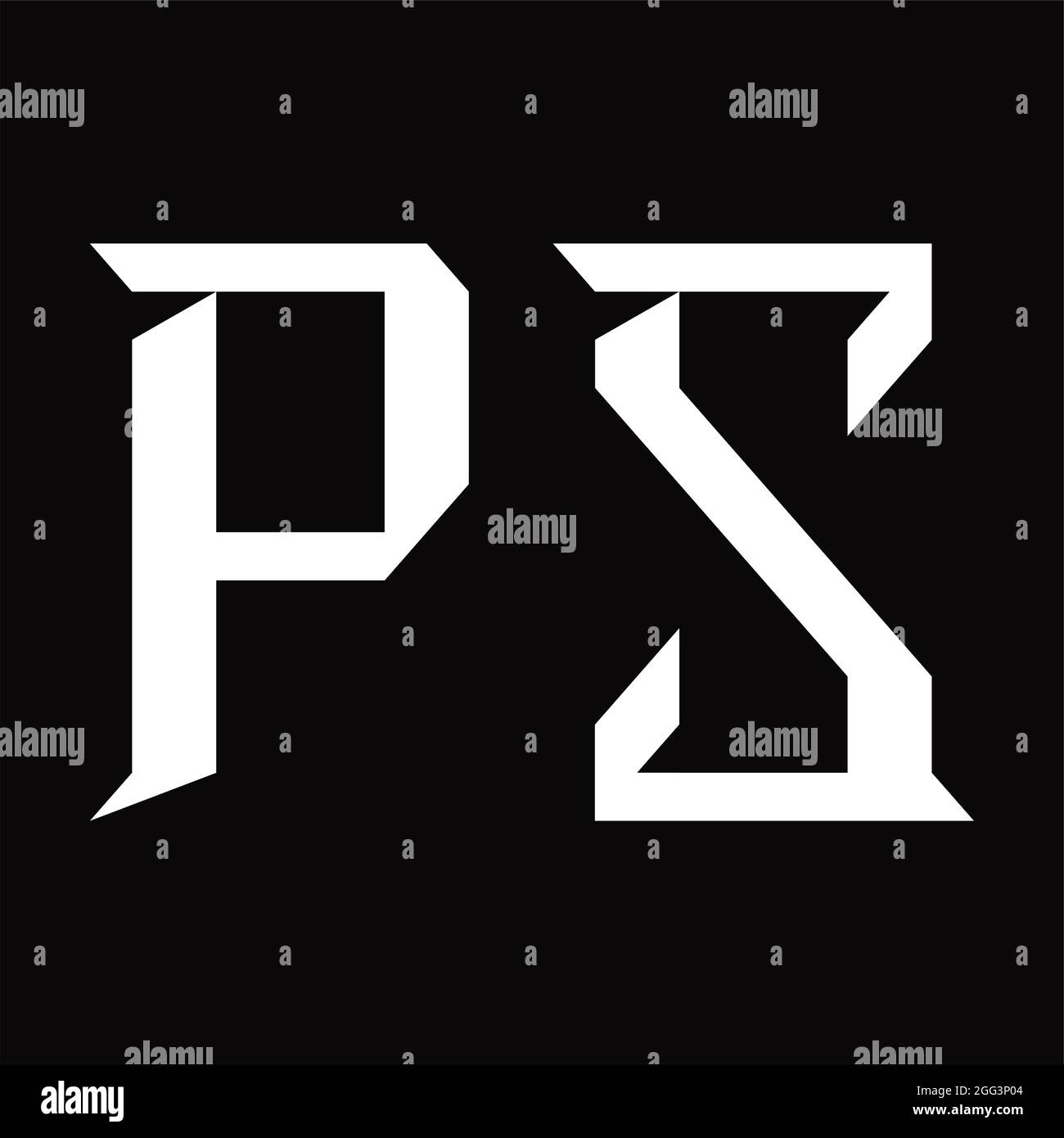 PS Logo monogram with slice shape blackground design template Stock Vector