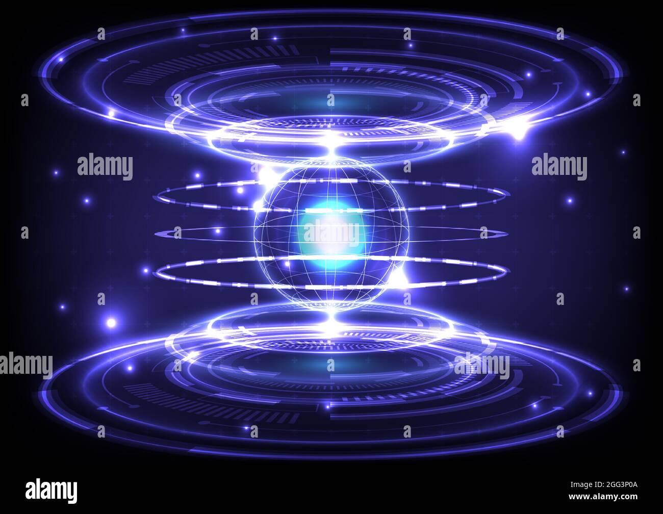 Portal And Hologram Science Futuristic Sci Fi Digital Hi Tech In Glowing Hud Projector Magic Gate In Game Fantasy Circle Teleport Podium Gui And U Stock Vector Image Art Alamy