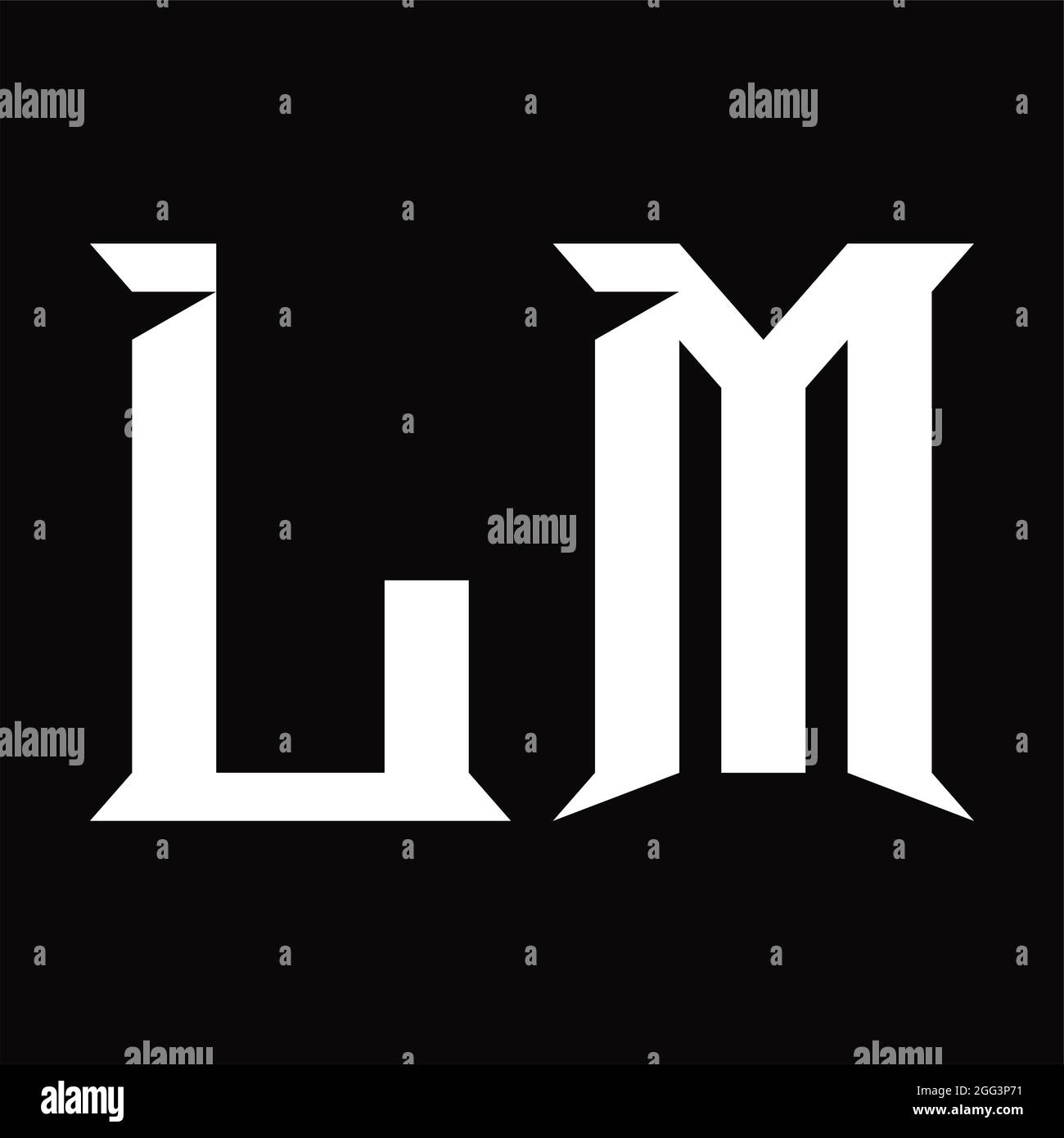 LM Logo monogram with slice shape blackground design template Stock Vector