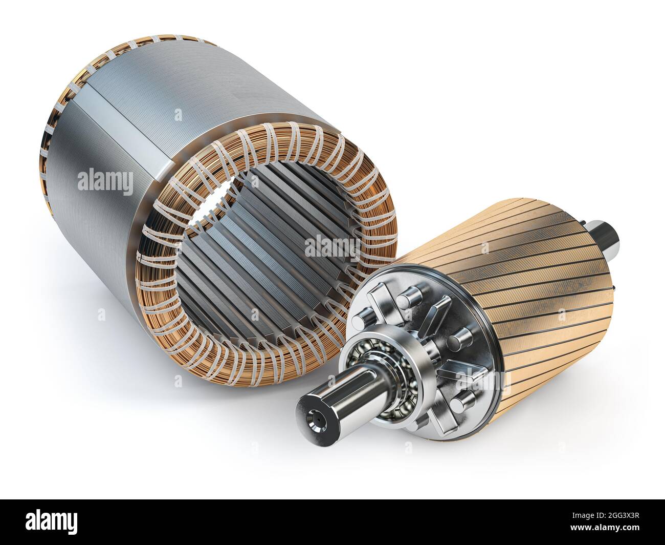 Rotor and stator of electric motor isolated on white background 3d Rotor and stator of electric motor isolated on white background 3d