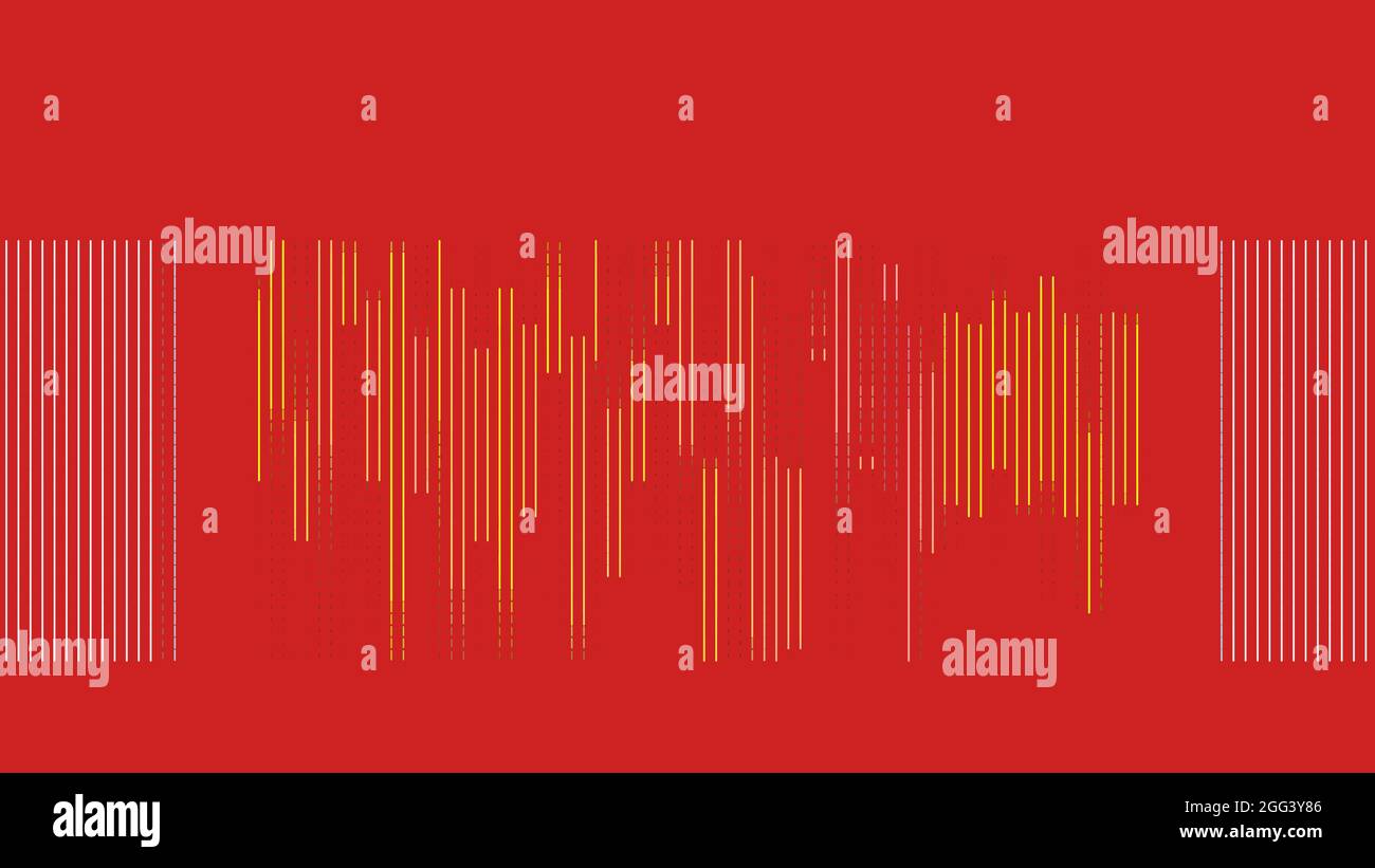 Abstract design with vertical striped geometry. Red background. Stock Vector