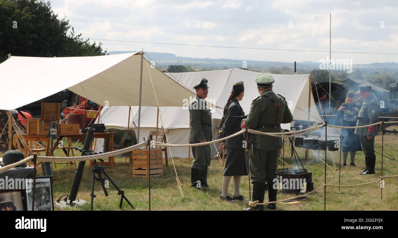 Tanks, Trucks and Firepower Show, Rugby, August 2021 - 1940s German Reenactment. Stock Photo