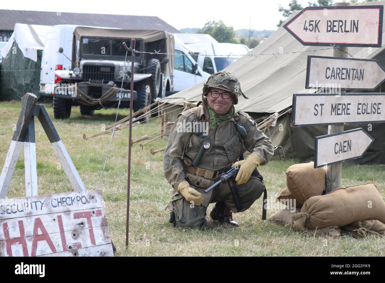 Tanks, Trucks and Firepower Show, Rugby, August 2021 - 1940s American Reenactment. Stock Photo