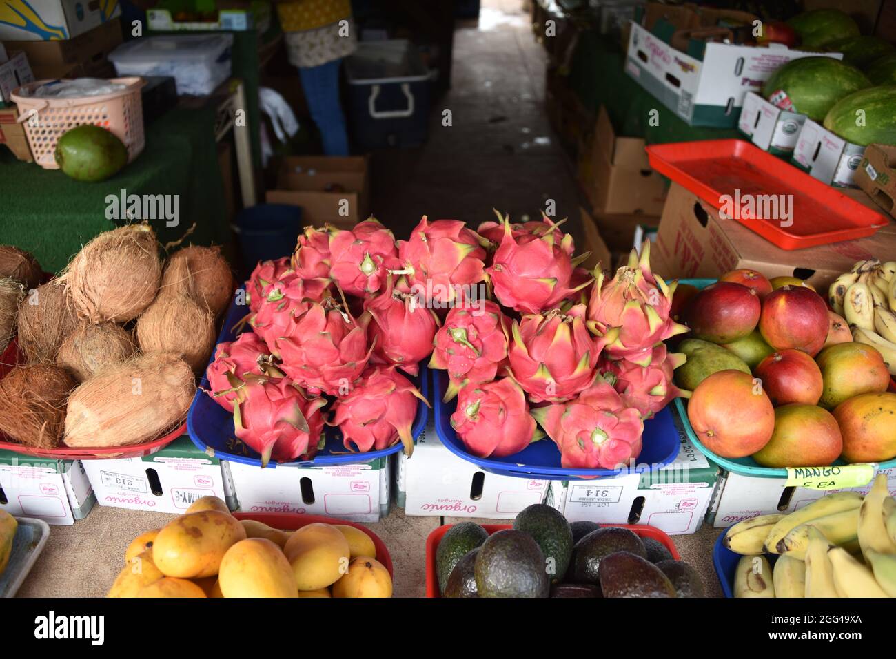 Oahu, HI. U.S.A. 6/4/2021. Kahuku Land Farms, Rick’s Brand and Aunty’s