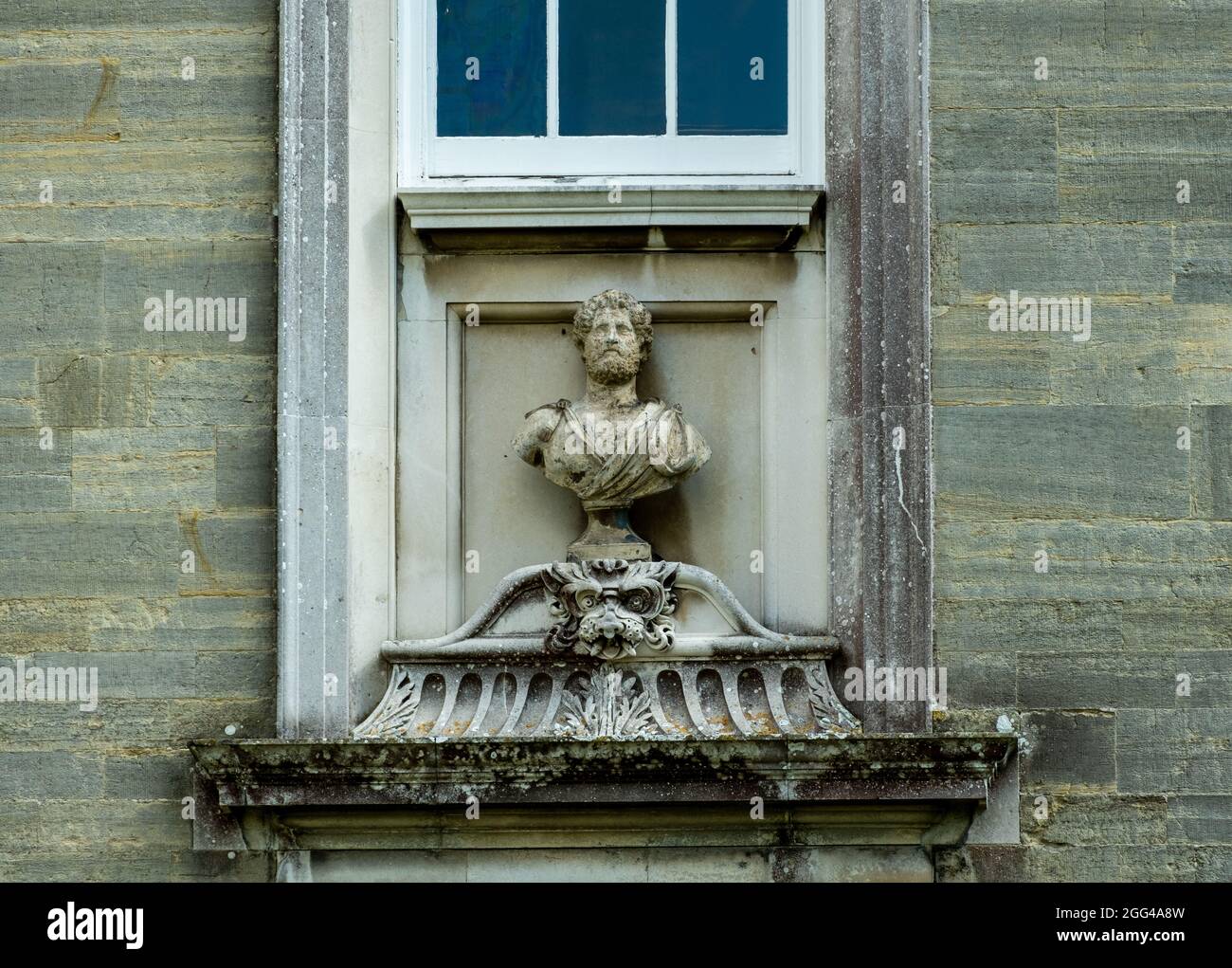 Petworth House. Window stonework on the National Trust estate in West Sussex in the UK. Stock Photo