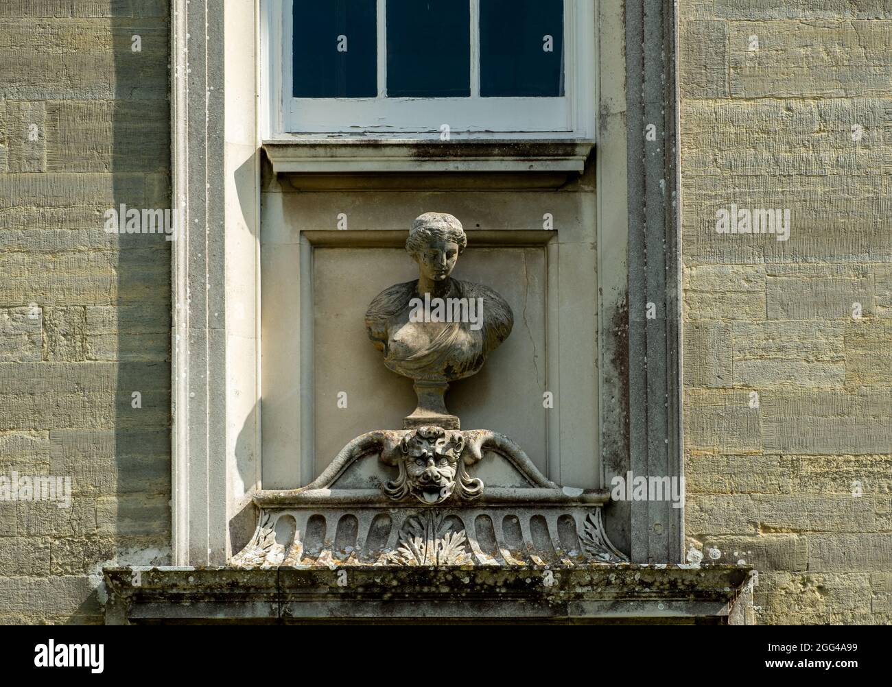 Petworth House. Window stonework on the National Trust estate in West Sussex in the UK. Stock Photo