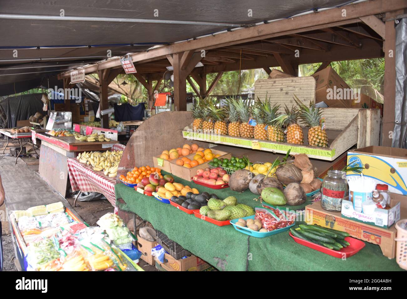 Oahu, HI. U.S.A. 6/4/2021. Kahuku Land Farms, Rick’s Brand and Aunty’s
