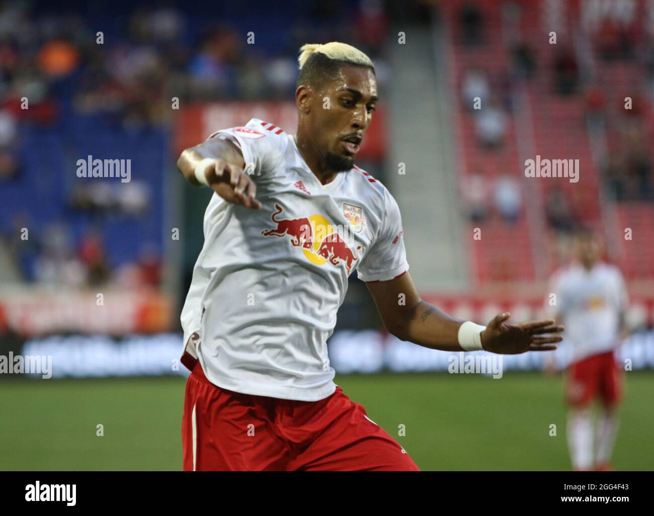 Harrison, United States . 28th Aug, 2021. Fábio Roberto Gomes Netto (9, NY Red  Bulls) in action during the Major League Soccer game between New York Red  Bulls and Chicago Fire FC