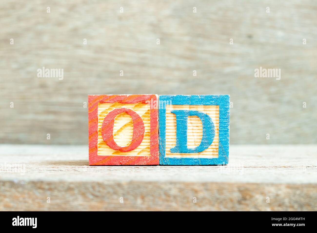Color alphabet letter block in word OD (Abbreviation of overdraft) on ...