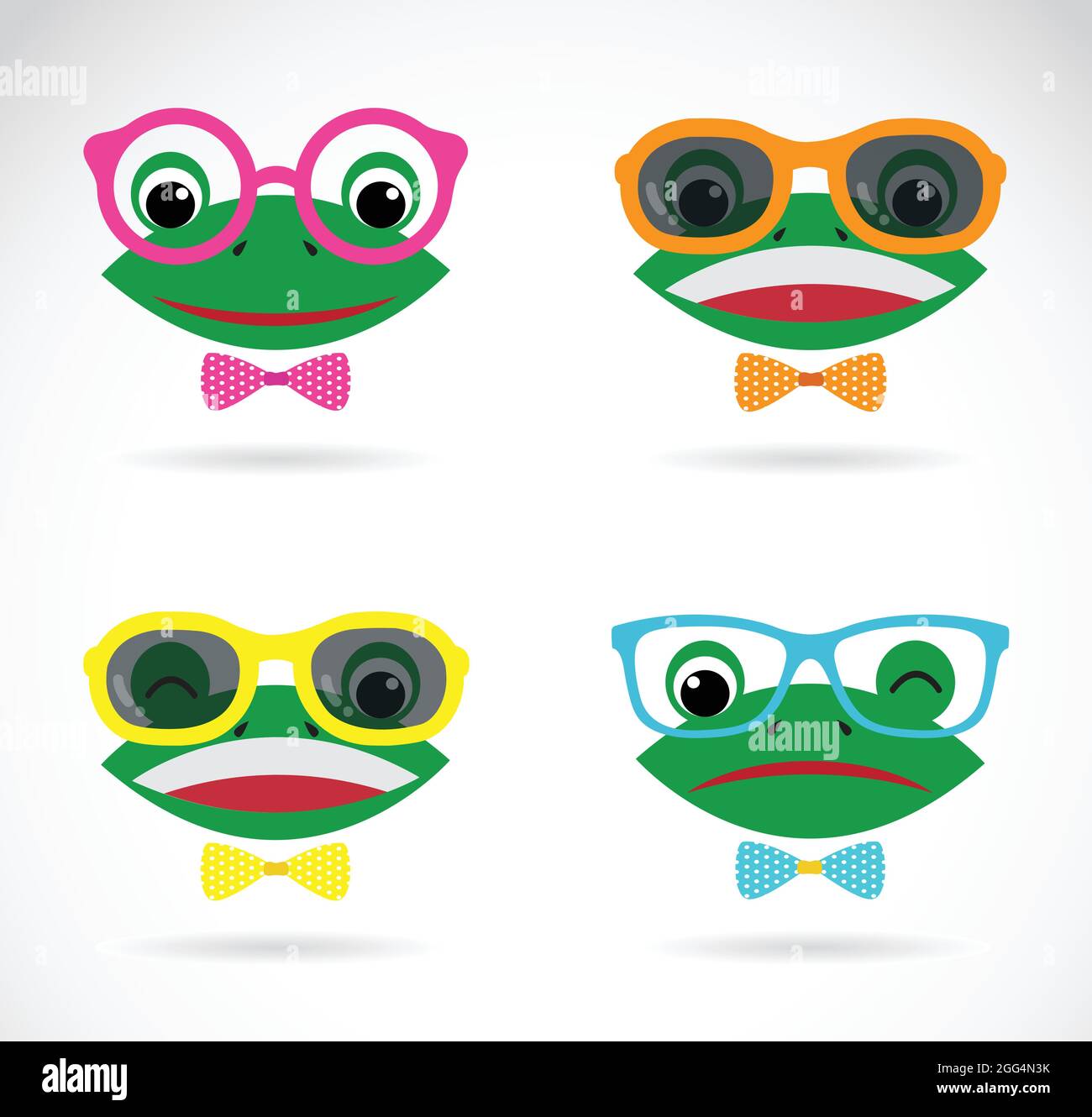 Vector image of a frog wear glasses on white background. Easy editable layered vector illustration. Animals. Stock Vector