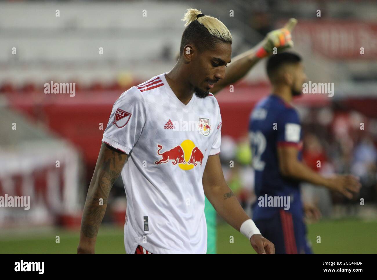 Harrison, United States . 28th Aug, 2021. Fábio Netto (9, NY Red Bulls) during the Major League Soccer game between New York Red Bulls and Chicago Fire FC at Red Bull Arena in Harrison, New Jersey. Credit: SPP Sport Press Photo. /Alamy Live News Stock Photo
