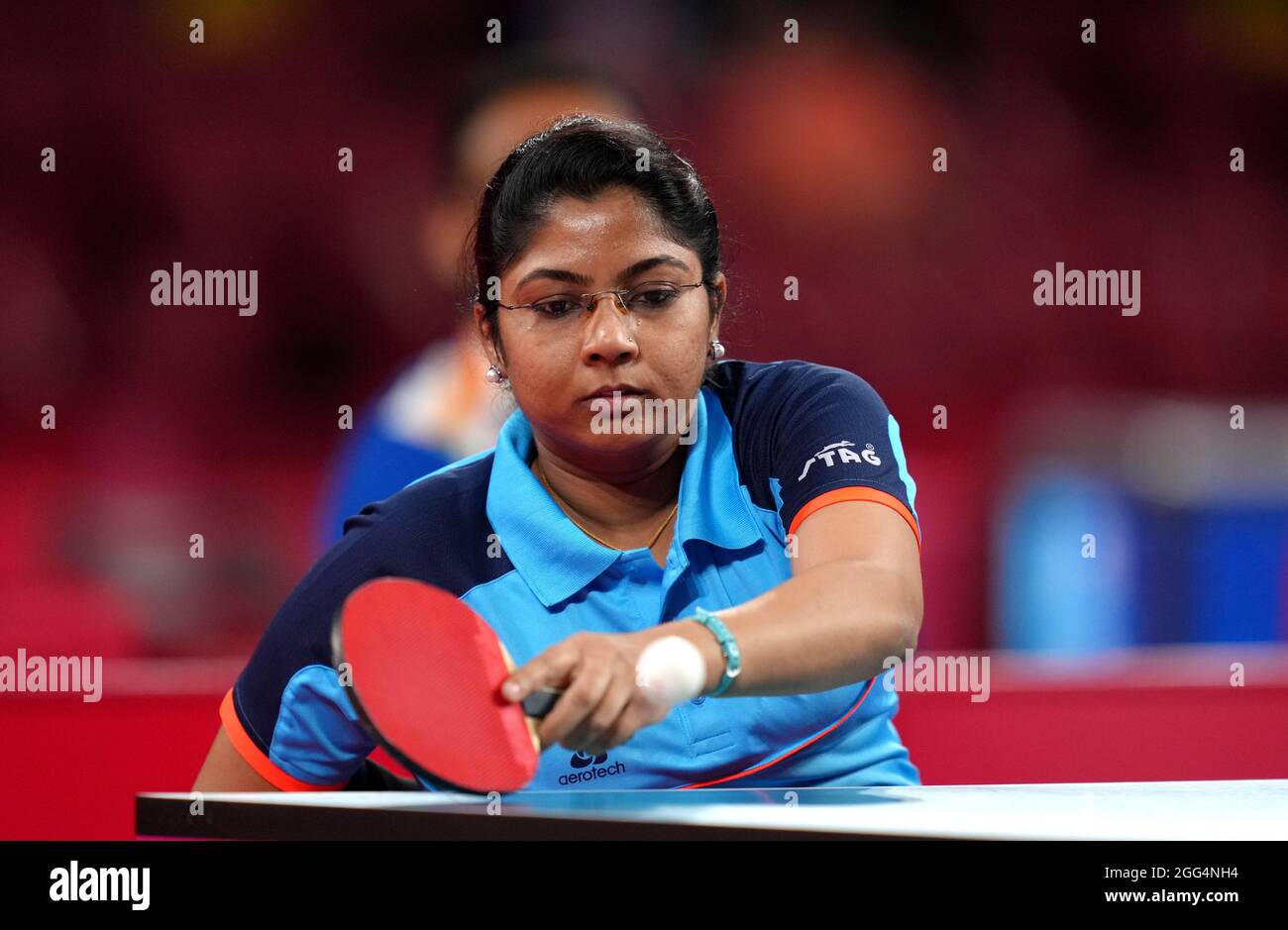 India's Bhavinaben Hasmukhbhai Patel competes in the Women's Singles -  Class Four Gold medal match at the Tokyo Metropolitan Gymnasium during day  five of the Tokyo 2020 Paralympic Games in Japan. Picture