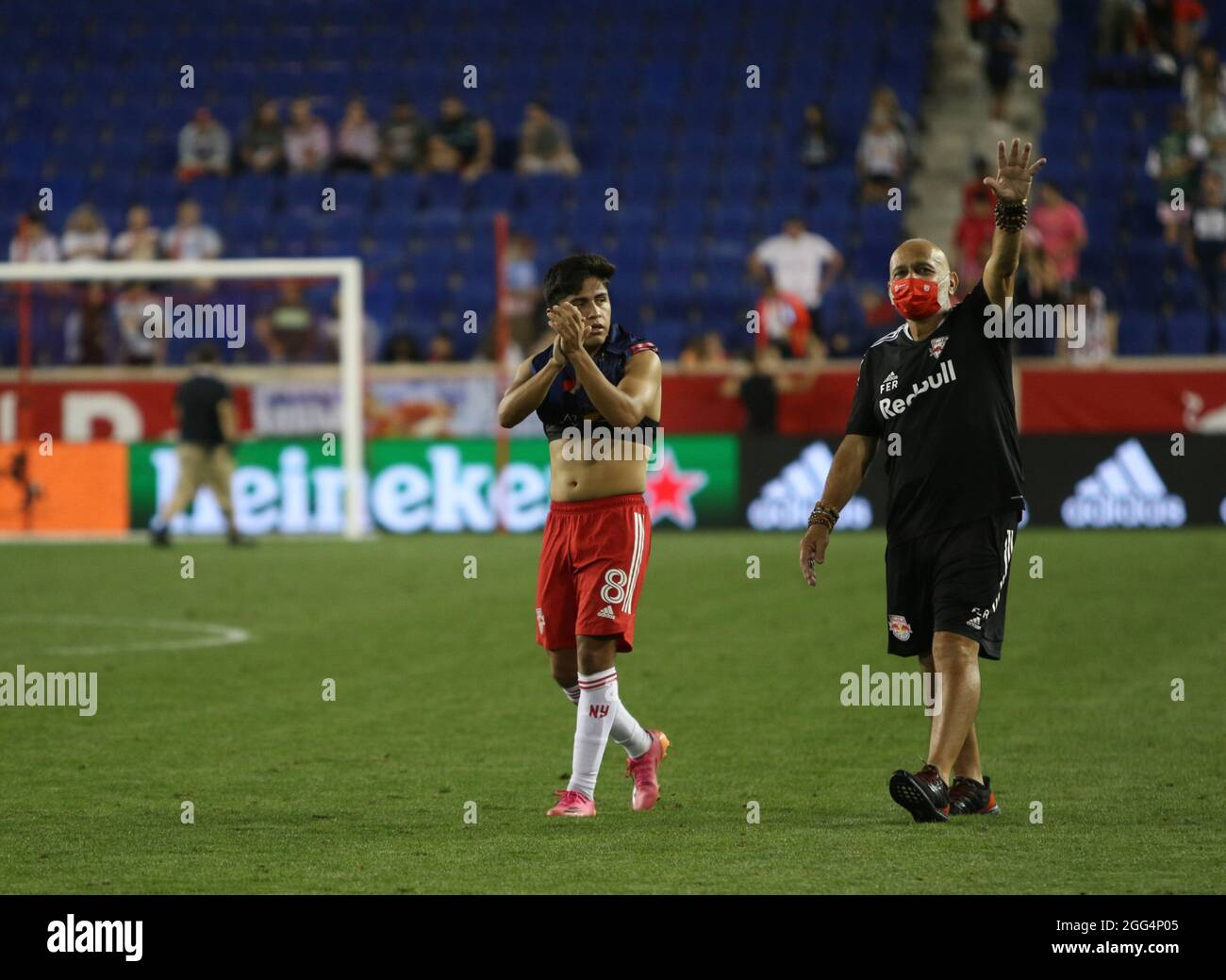 Harrison, United States . 28th Aug, 2021. Frankie Amaya (8, NY Red Bulls) after the Major League Soccer game between New York Red Bulls and Chicago Fire FC at Red Bull Arena in Harrison, New Jersey. Credit: SPP Sport Press Photo. /Alamy Live News Stock Photo