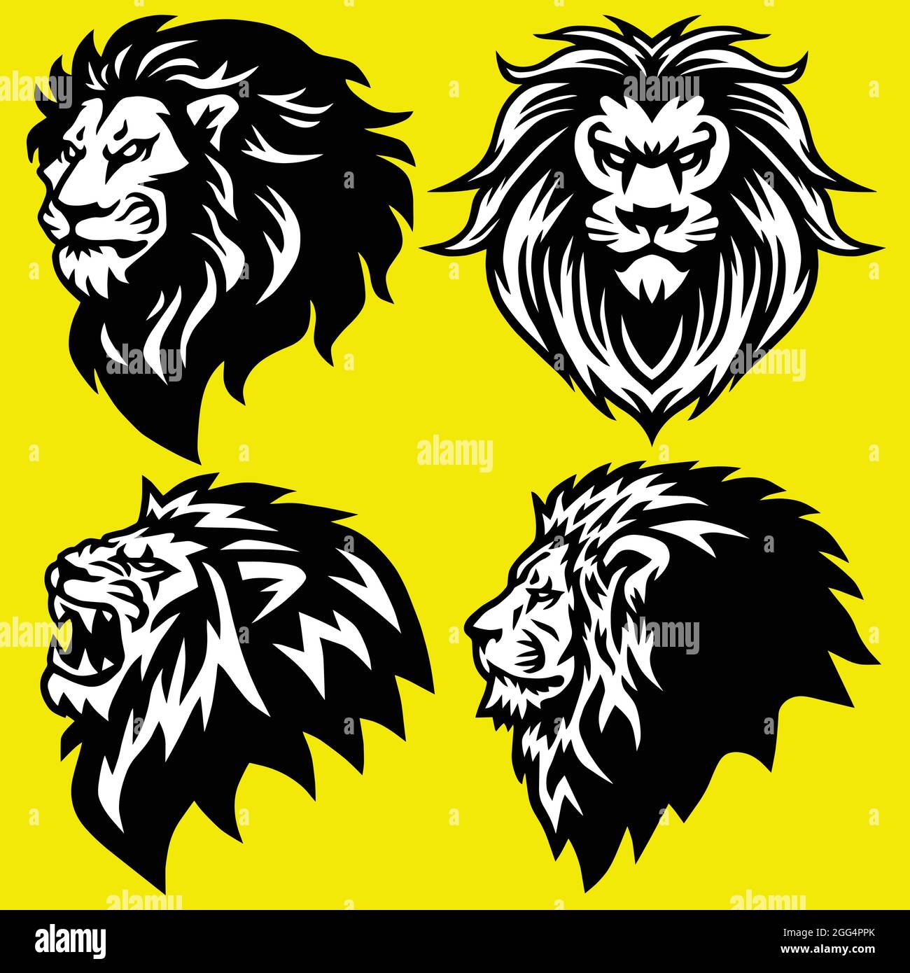 Lion Logo Set Collection. Premium Design Vector Illustration Icon Stock Vector