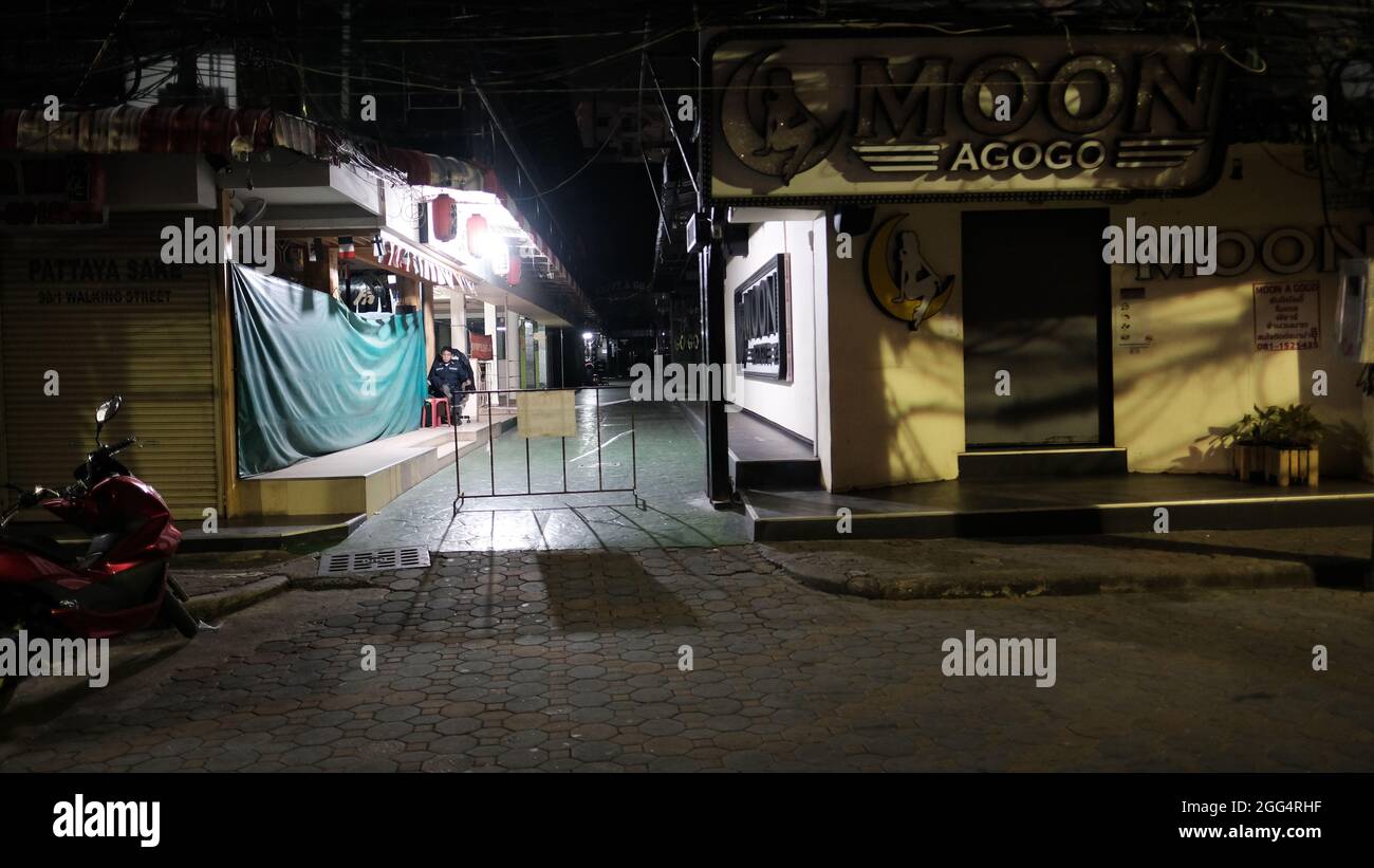 Real Documentary Photo New Years Eve Night December 31 2020 on Walking Street Pattaya Thailand Stock Photo