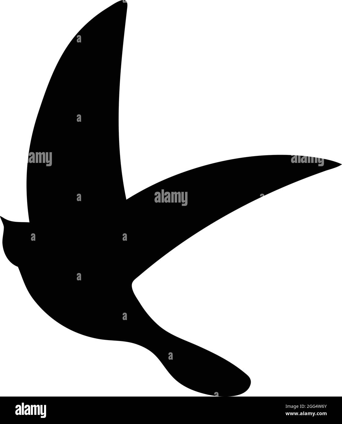 Black Bird Silhouette Against White Background No Sky. Free Vector Stock Vector