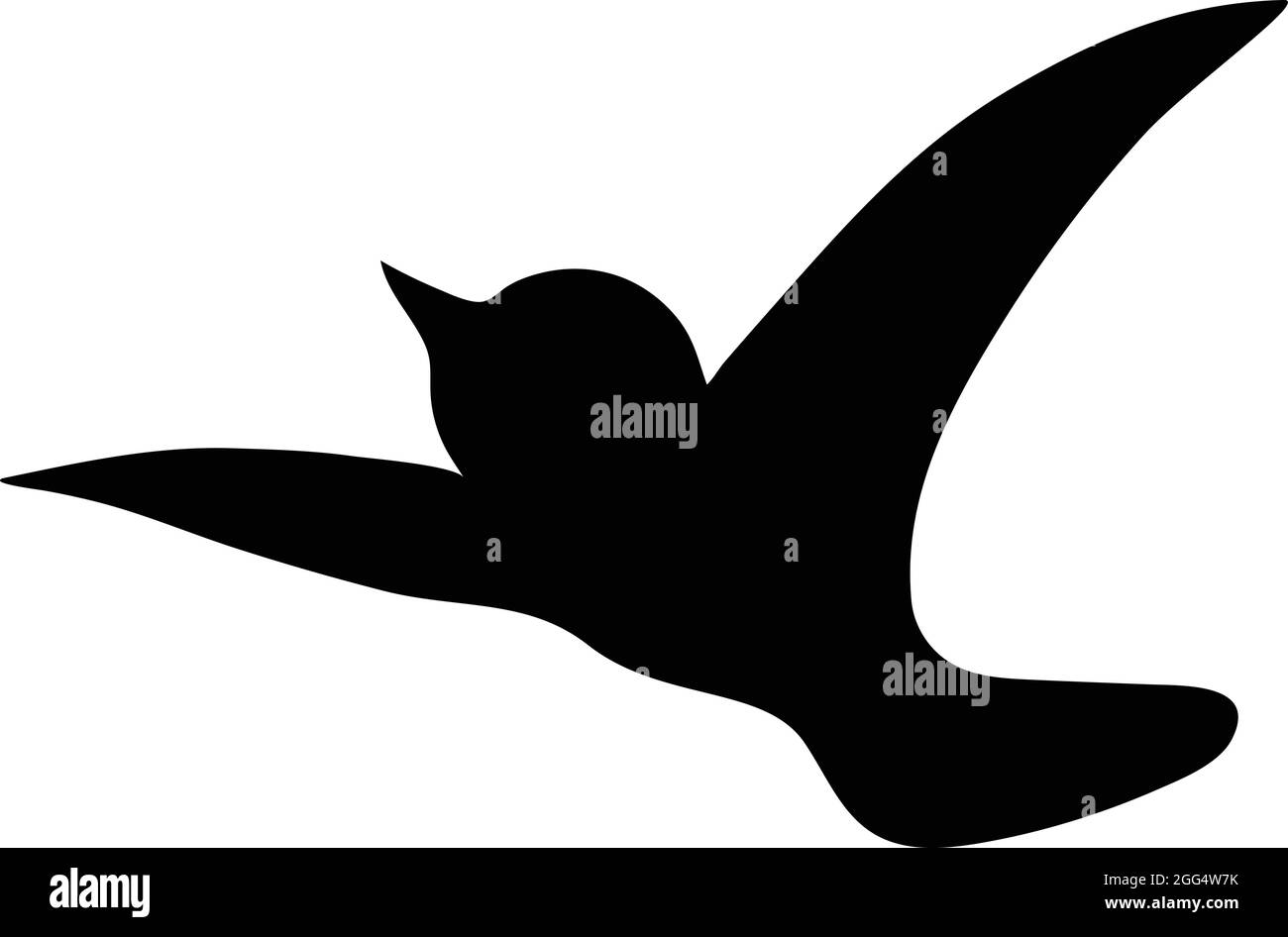 Black Bird Silhouette Against White Background No Sky. Free Vector Stock Vector