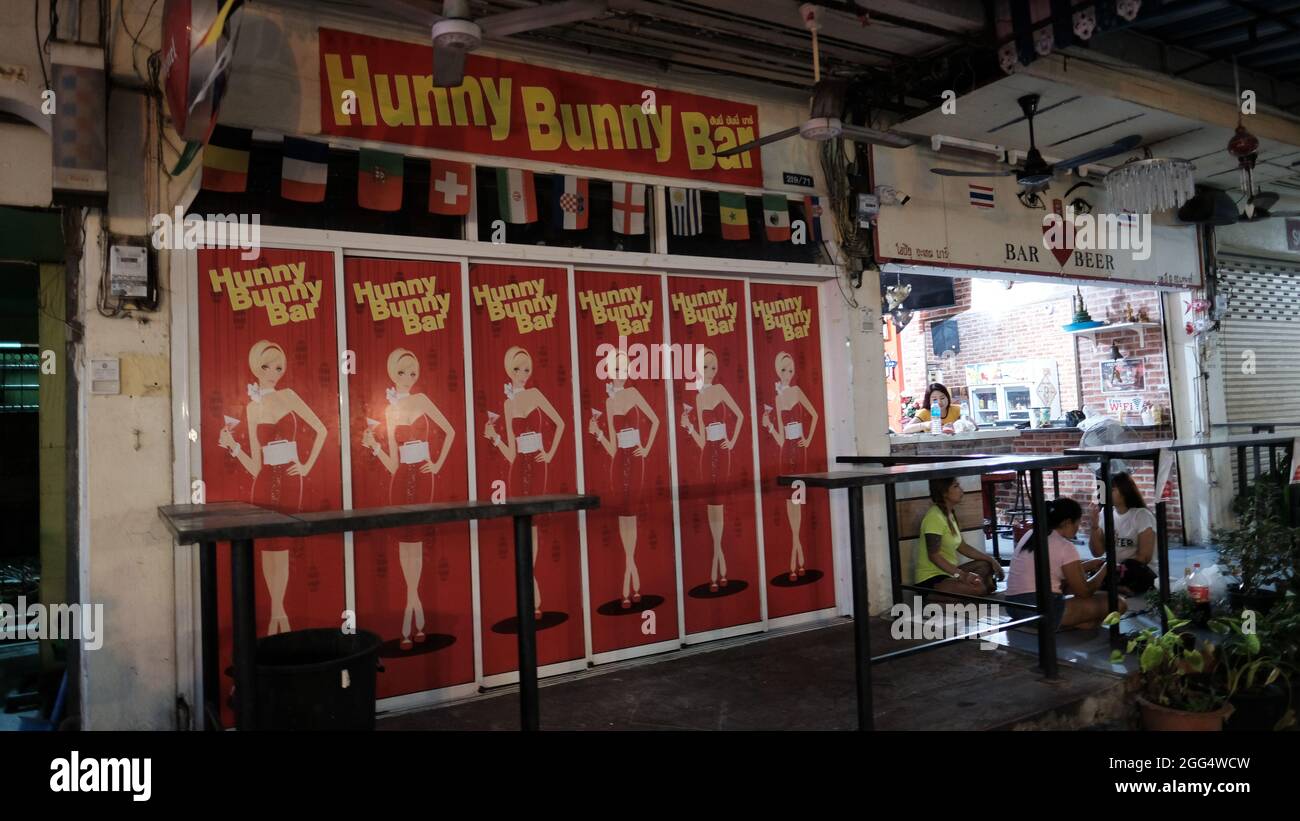 Hunny Bunny Bar Real Documentary Photo New Years Eve Night December 31 2020 on Walking Street Pattaya Thailand Stock Photo