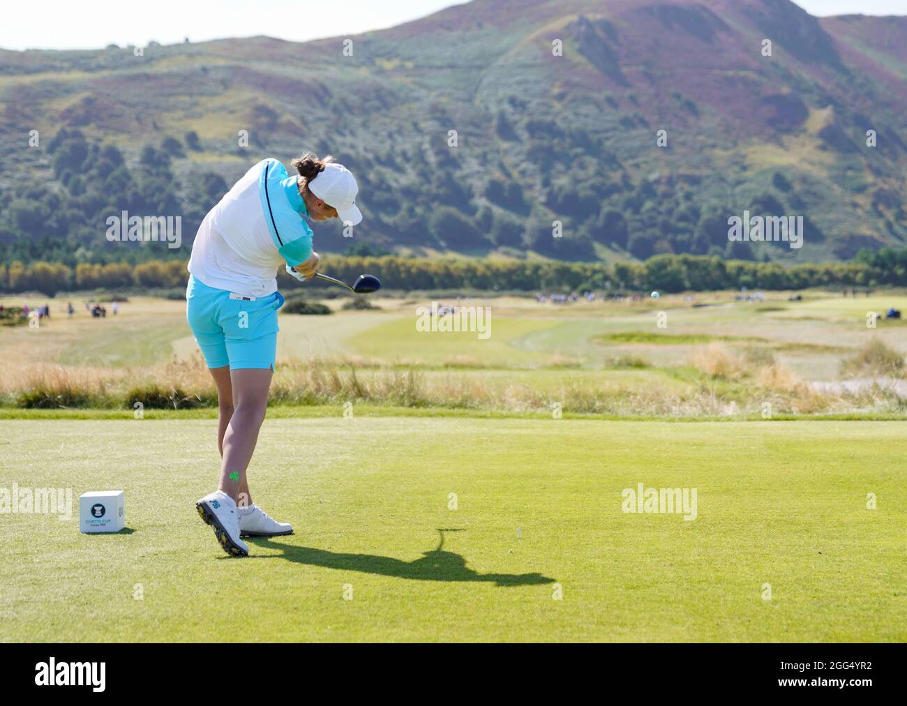 Team GB&I's Hannah Darling drives from the 16th tee during the 2021