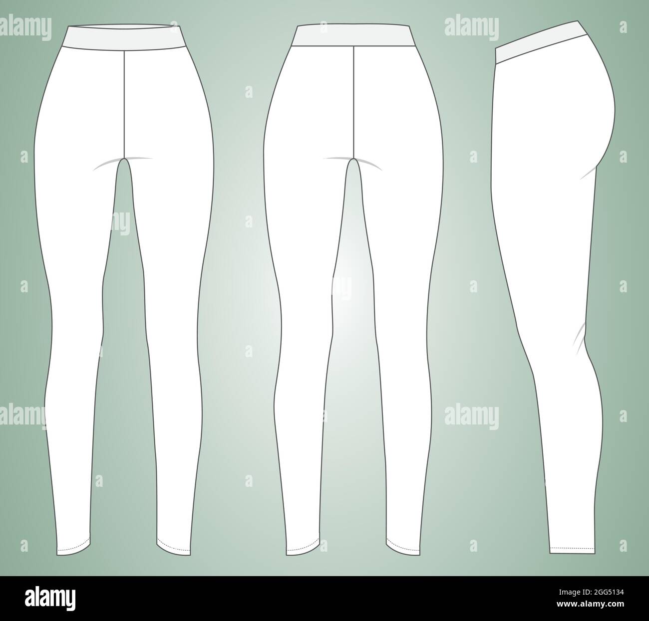 Slim fit Leggings pants fashion flat sketch vector illustration template  front, back and side view. Girls Long Legging mock up Stock Vector Image &  Art - Alamy