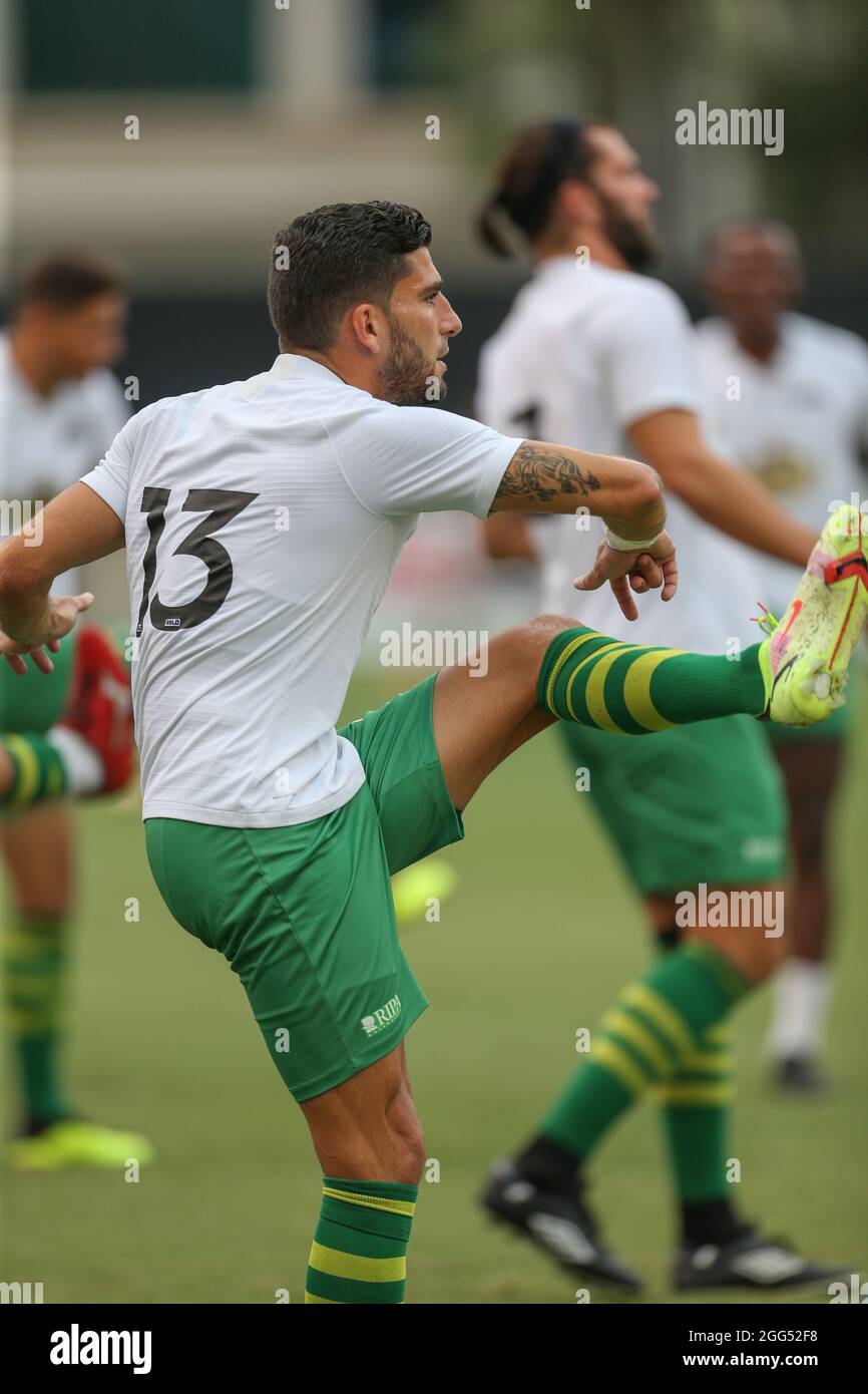 St. Petersburg, FL USA; Tampa Bay Rowdies forward Sebastián Guenzatti (13)  stretches during pregame warmups prior to a USL soccer game against the Ch  Stock Photo - Alamy