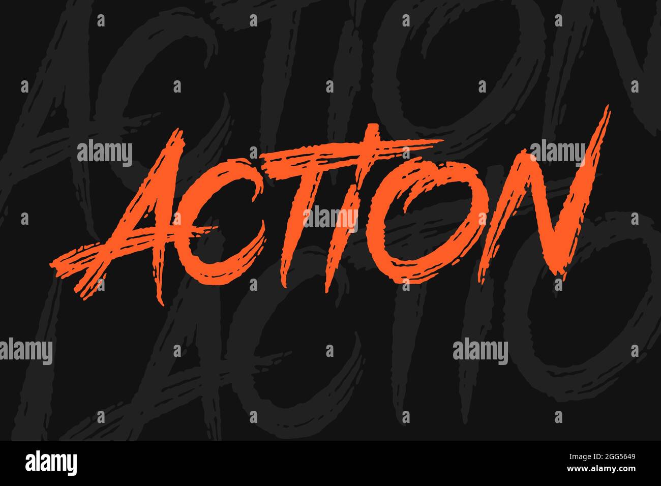 Action vector inscription. Unique original handwritten lettering Stock ...