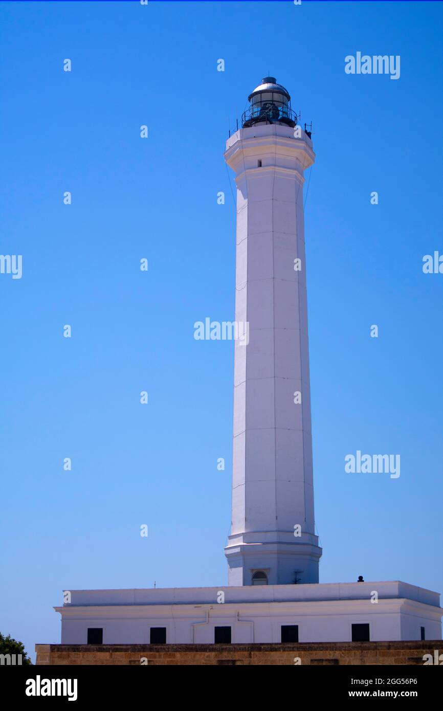 View of the lighthouse in square Santa Maria Di Leuca Italy Stock Photo
